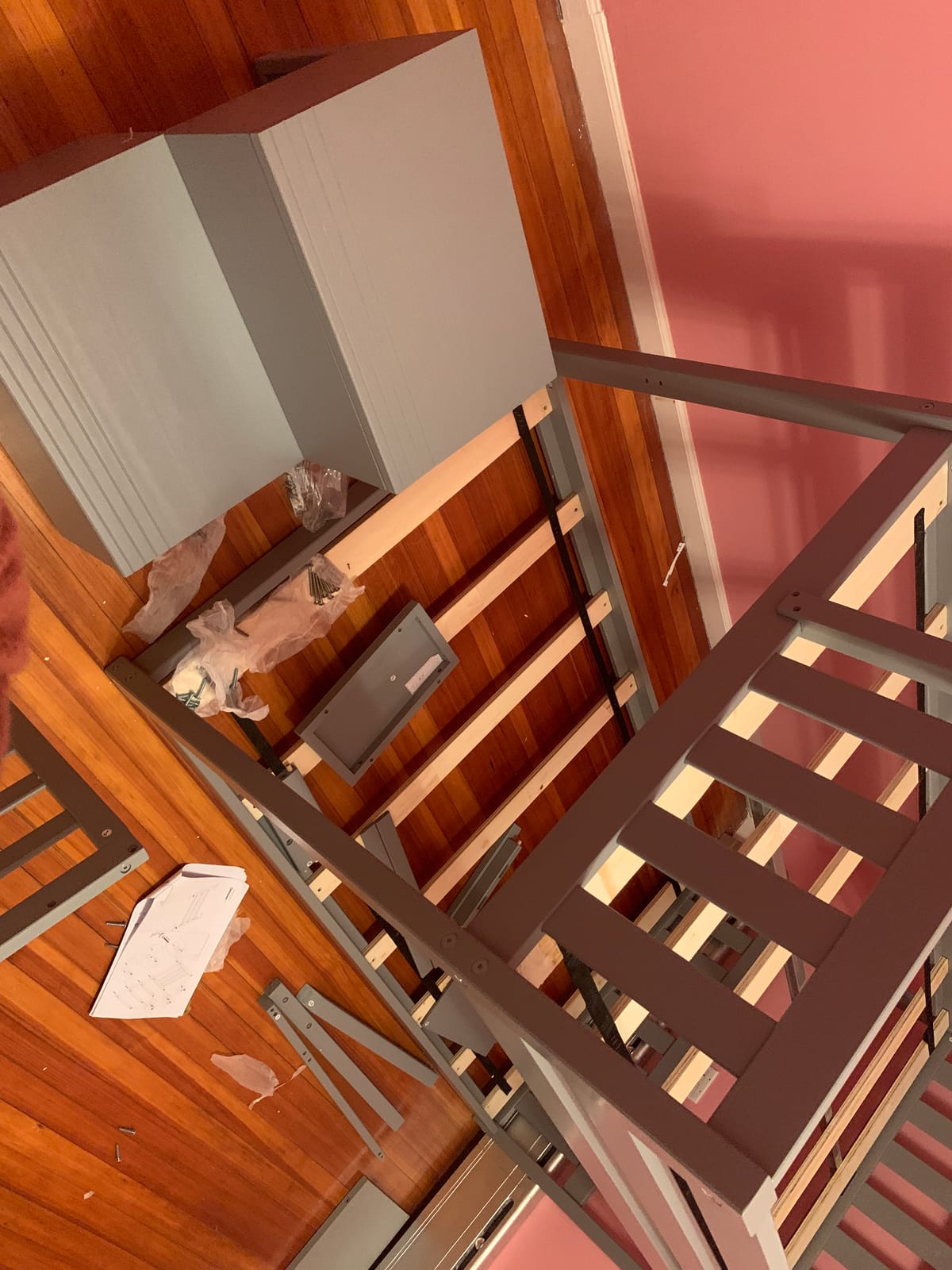 Max & Lily Low Bunk Bed, Twin-Over-Twin Bed Frame For Kids With Stairs, White customer photo 1
