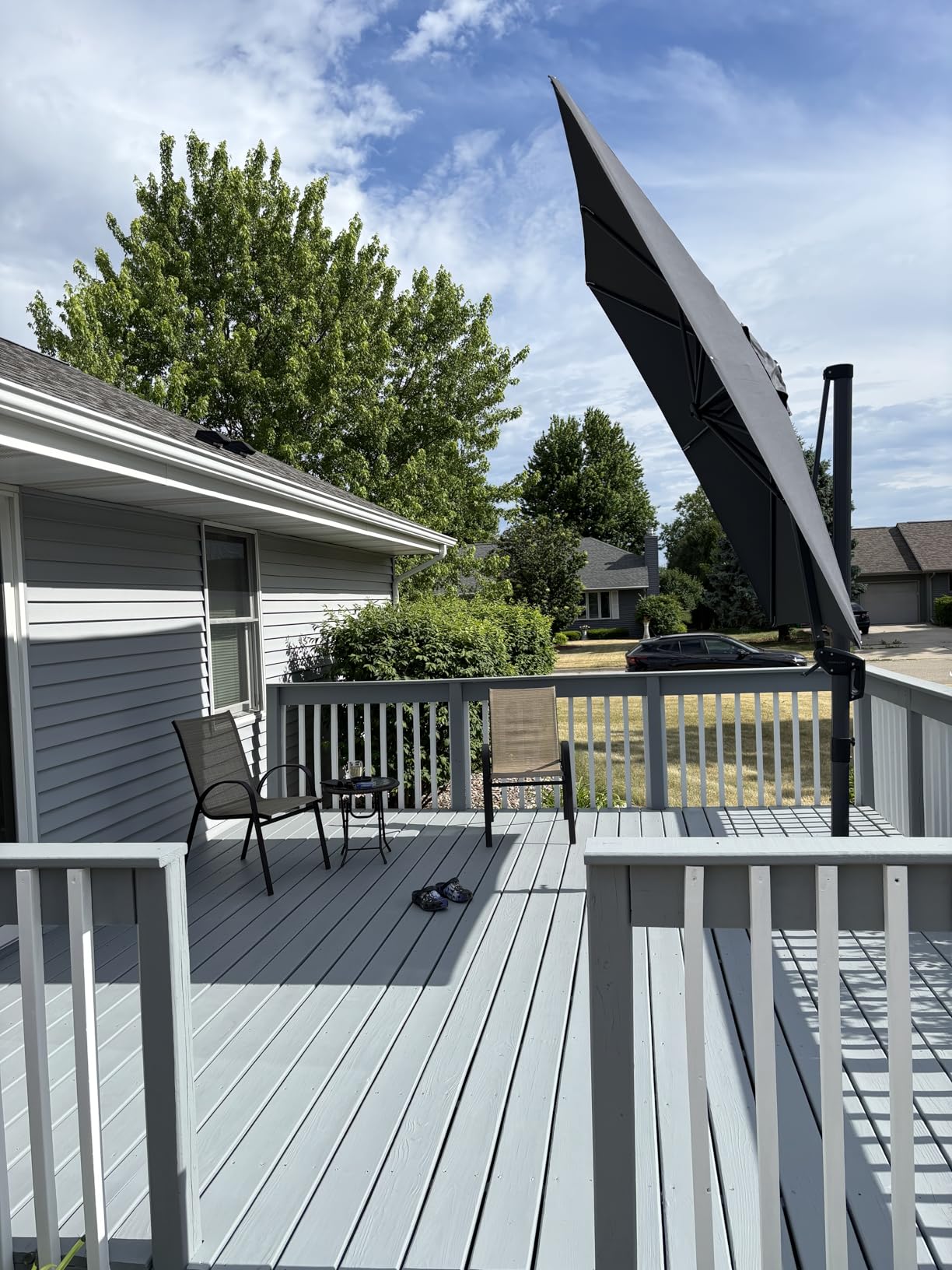 PURPLE LEAF Cantilever Umbrella 10 Feet Round Smooth 360° Rotation Beige | Rock-Solid Stability, Smooth One-Hand Adjustment, Expansive Shade Coverage customer photo 2