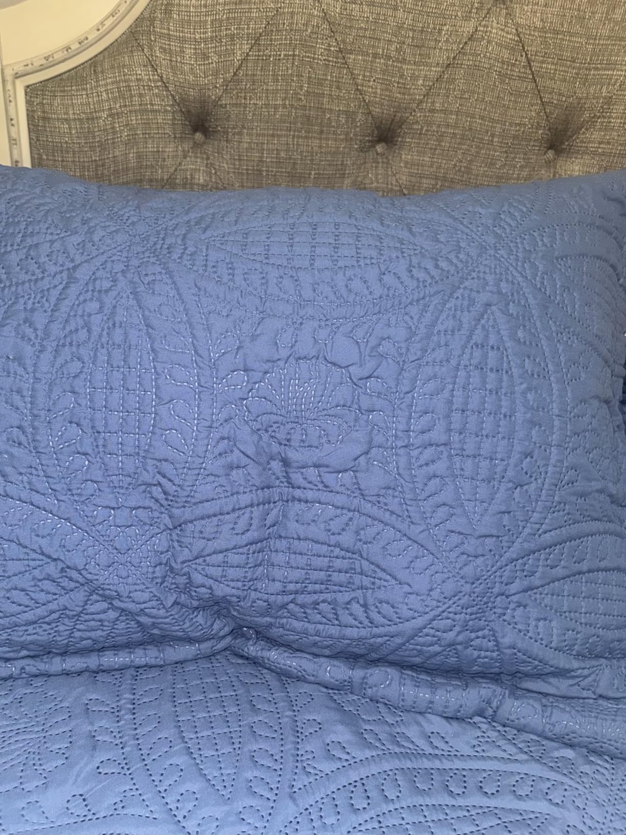 Love's cabin Quilts for Queen Bed Blue Bedspreads - Soft Bed Summer Lightweight Bedspread Comforter - Modern Style Coin Pattern Coverlet for All Season - 3 Pieces (1 Quilt, 2 Pillow Shams) customer photo 1