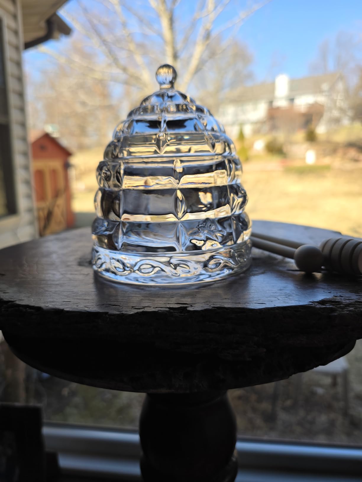 PAULSWAY 9 oz Beehive Crystal Honey Pot with 2 Dipper Sticks - Elegant Glass Honey Jar with Lid, No Drip Honey Dispenser & Syrup Container customer photo 2