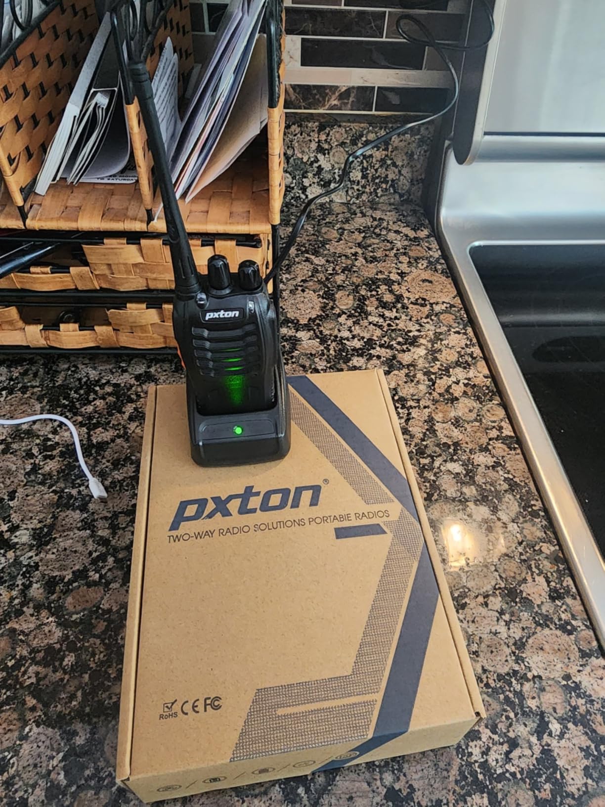 pxton Walkie Talkies Long Range for Adults with Earpieces, 16 Channel Walky Talky Rechargeable Handheld Two Way Radios with Flashlight Li-ion Battery and Charger (4 Pack) customer photo 2
