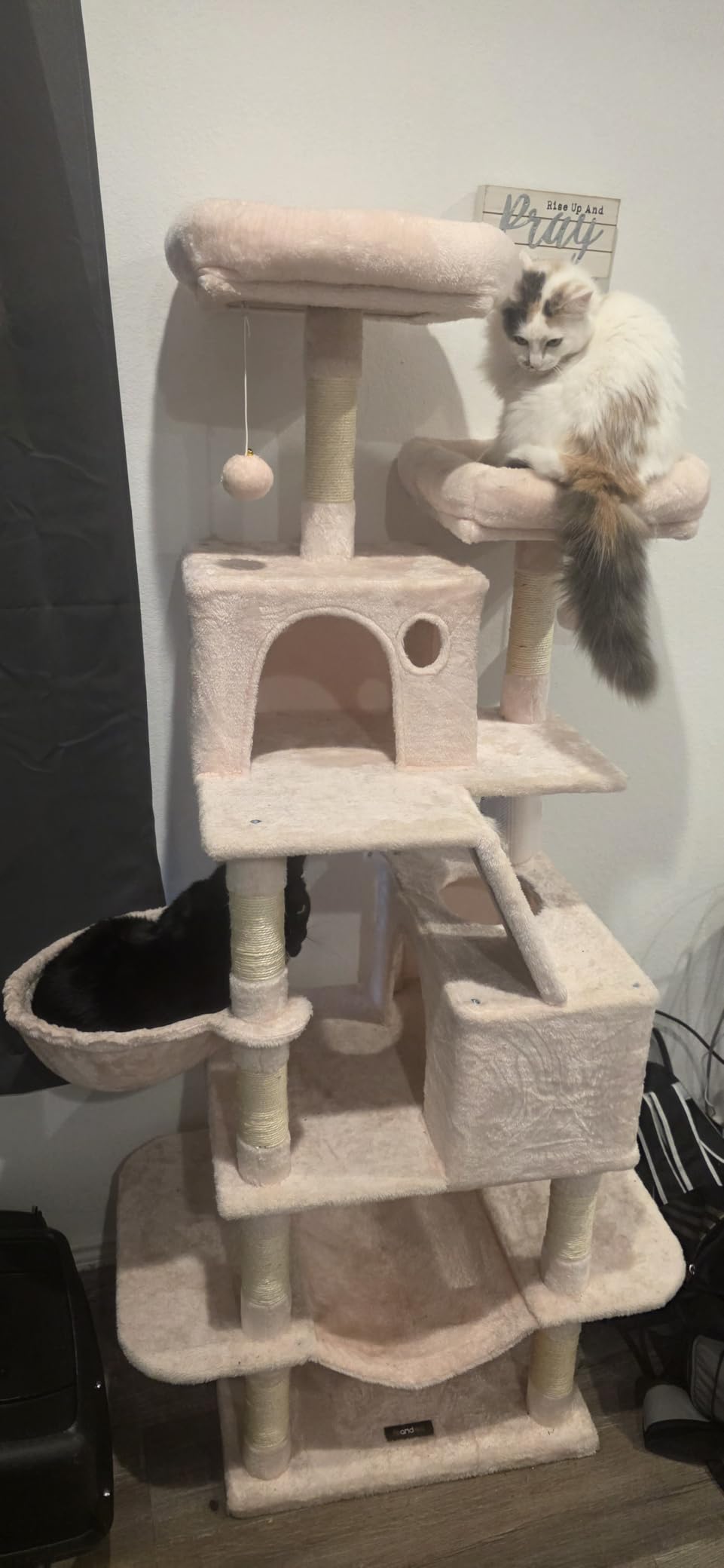 Feandrea Cat Tree, 81.1-Inch Large Cat Tower, Multi-Level Condo, Smoky Gray | with 13 Sisal Scratching Posts, 2 Perches, 2 Cave, Hammock, Basket, Pompoms for Indoor Cats, Easy to Assemble, UPCT190G01 customer photo 1