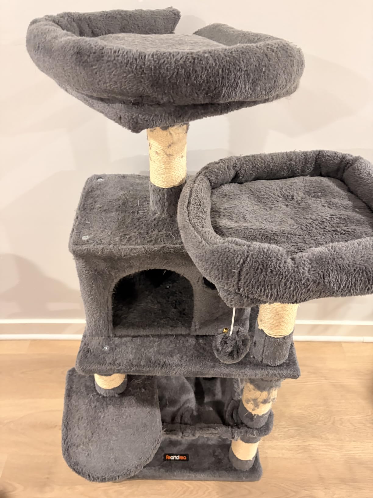 Feandrea Cat Tree, 81.1-Inch Large Cat Tower, Multi-Level Condo, Smoky Gray | with 13 Sisal Scratching Posts, 2 Perches, 2 Cave, Hammock, Basket, Pompoms for Indoor Cats, Easy to Assemble, UPCT190G01 customer photo 2