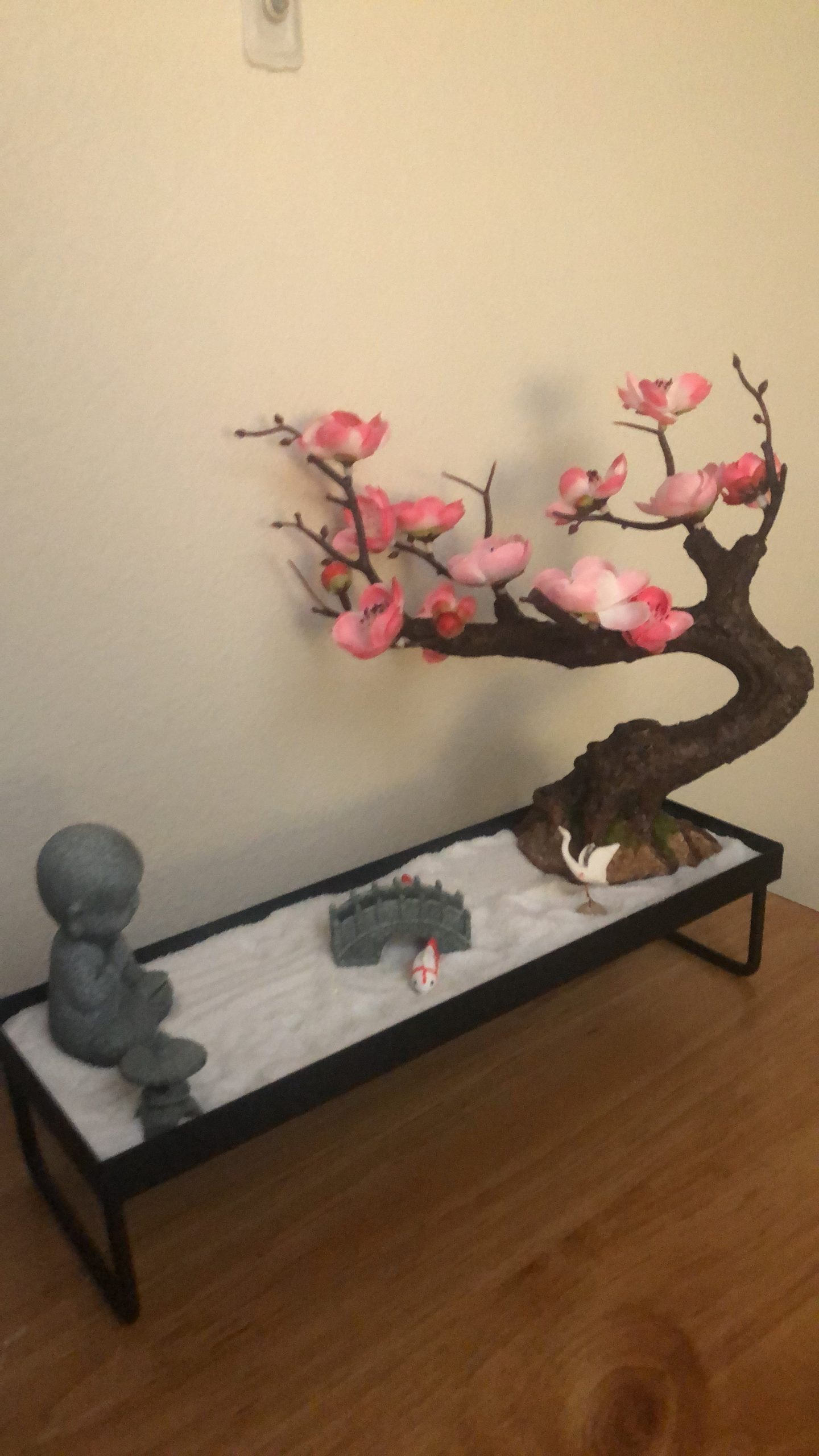 Mini Zen Garden Kit for Desk Tabletop Rock Sand Tray Therapy Kit Office Stress Relief Spiritual Decor Japanese Zen Healing Gifts for Lady Yoga Meditation Accessories with Bonsai Buddha Koli Fish Rake customer photo 2