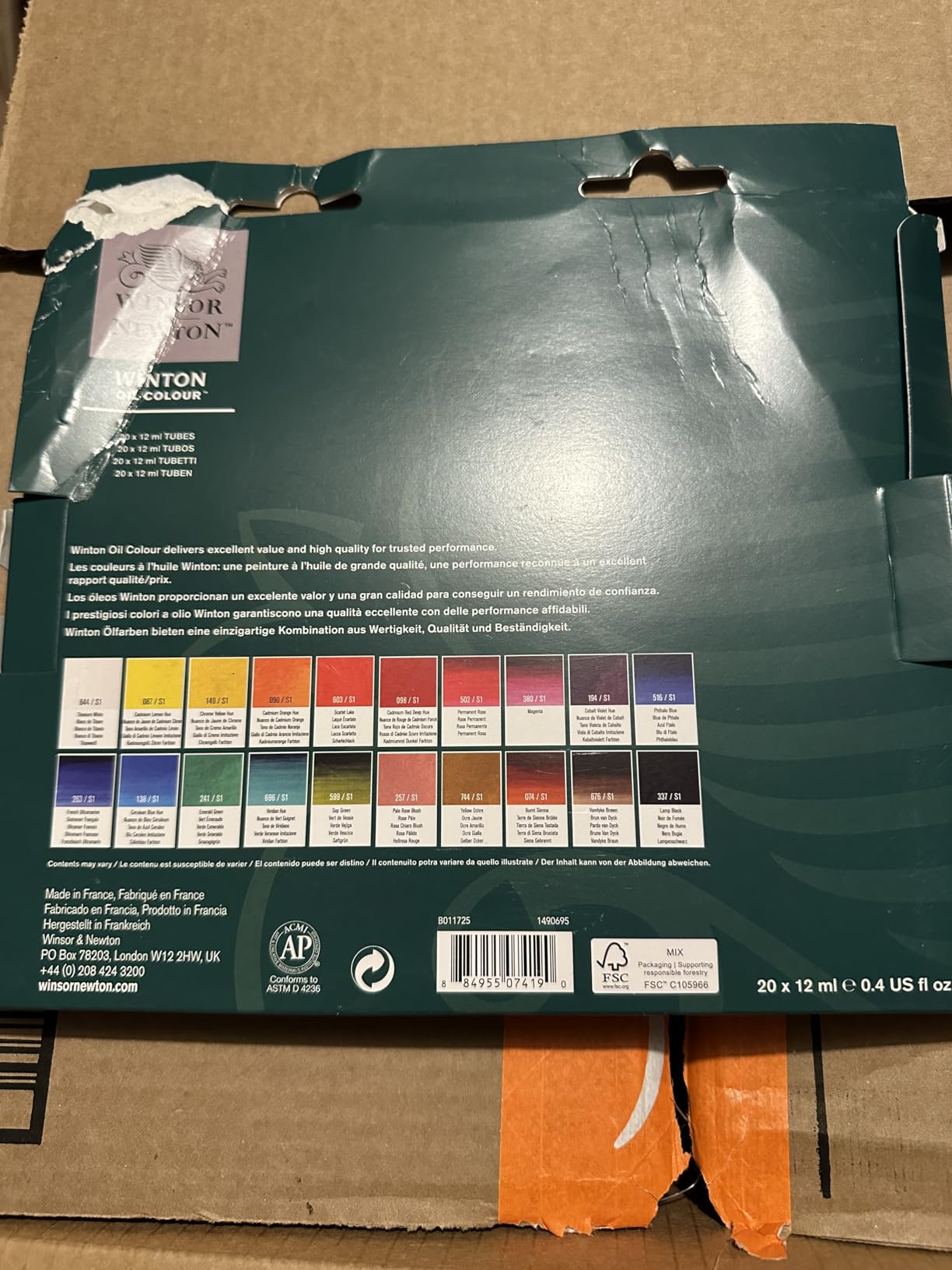 Winsor & Newton Winton Oil Color Paint Set, 20 x 12ml Tubes - Artist Pigments, Lightfast, Permanent customer photo 2