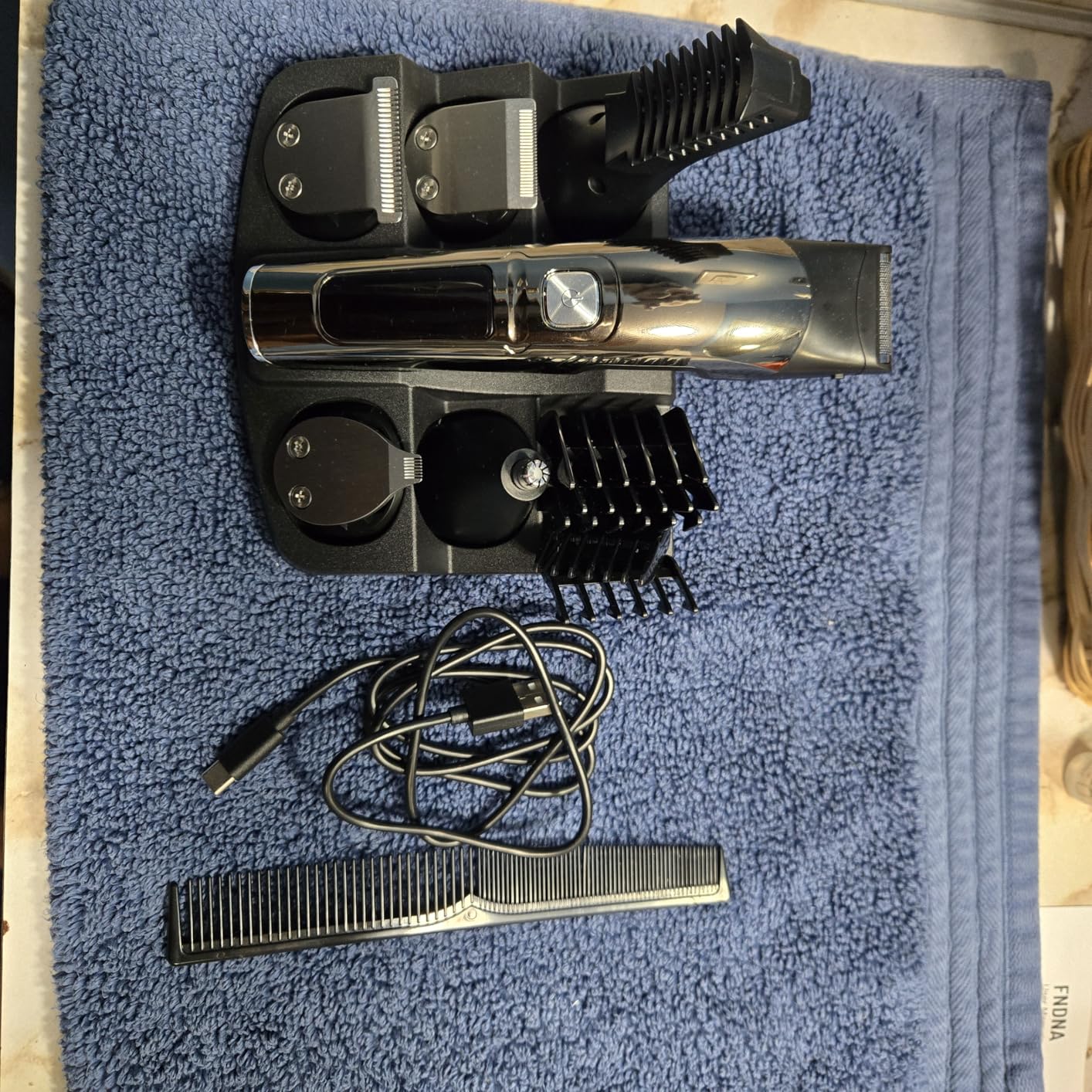 Ufree Beard Trimmer for Men, Waterproof Electric Razor, Grooming Kit | Stainless steel blades, six interchangeable heads, wet and dry use, USB rechargeable, for face body nose ear trimming, silver customer photo 2