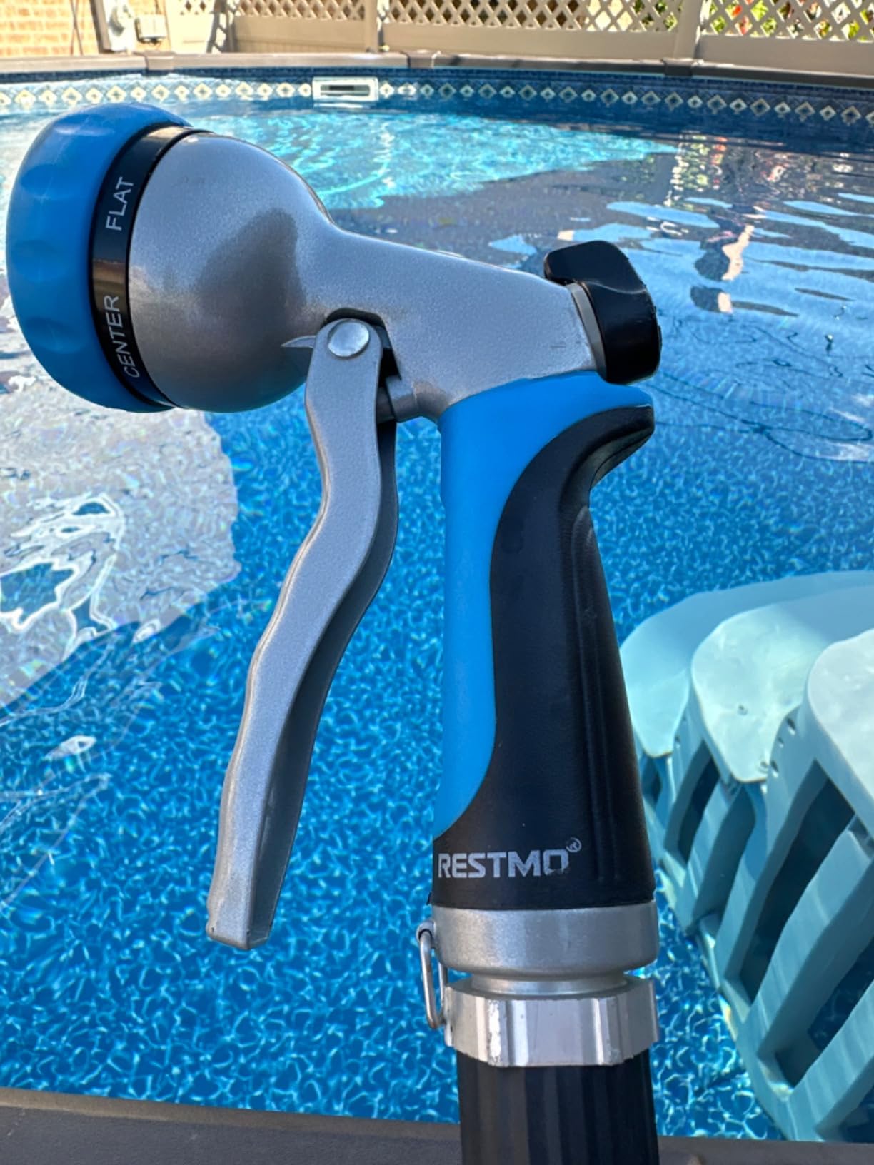 RESTMO Garden Hose Nozzle, Heavy Duty Metal Water Hose Nozzle with 7 Adjustable Spray Patterns, High Pressure Hand Sprayer with Flow Control for Watering Plants & Lawns, Washing Cars & Pets customer photo 1