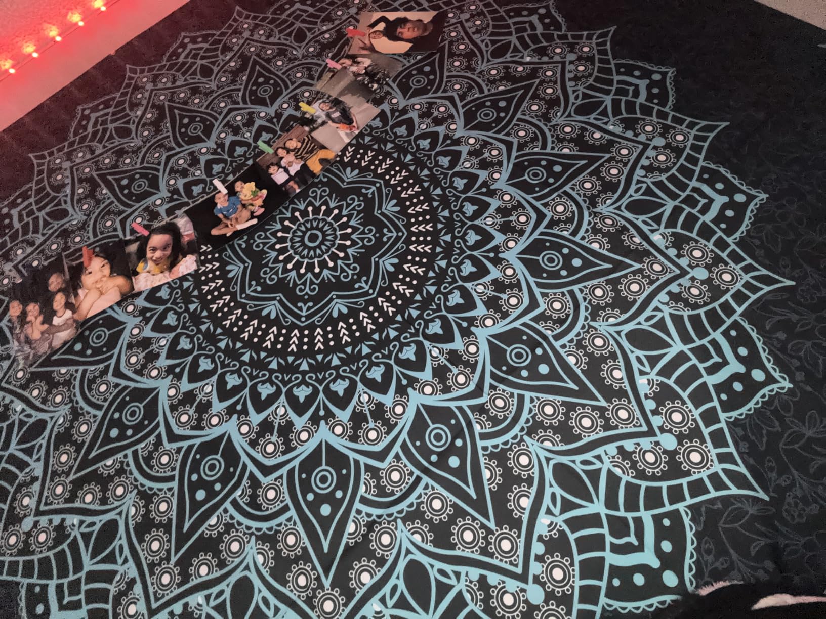 Black Mandala Tapestry Wall Hanging Psychedelic Aesthetic Indian Hippie Bohemian Home Decoration for Bedroom Living Room Dorm customer photo 1