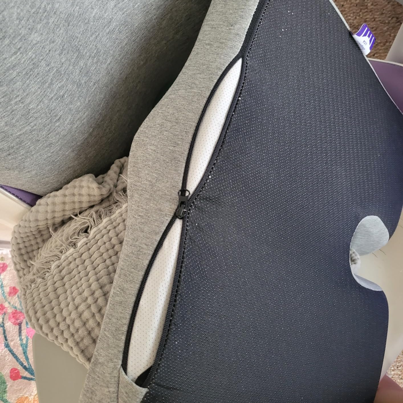 C CUSHION LAB Patented Pressure Relief Seat Cushion for Long Sitting Hours on Office/Home Chair, Car, Wheelchair - Extra-Dense Memory Foam for Hip, Tailbone, Coccyx, Sciatica - Light Grey customer photo 2