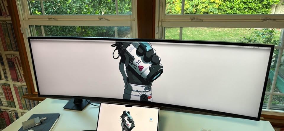 Ergotron HX Premium Heavy Duty Monitor Arm, Single Monitor VESA Desk Mount - for Flat or Slight Curved Ultrawide Monitors Up to 49 inches, 20 to 42 lbs - Standard Pivot, Matte Black customer photo 2