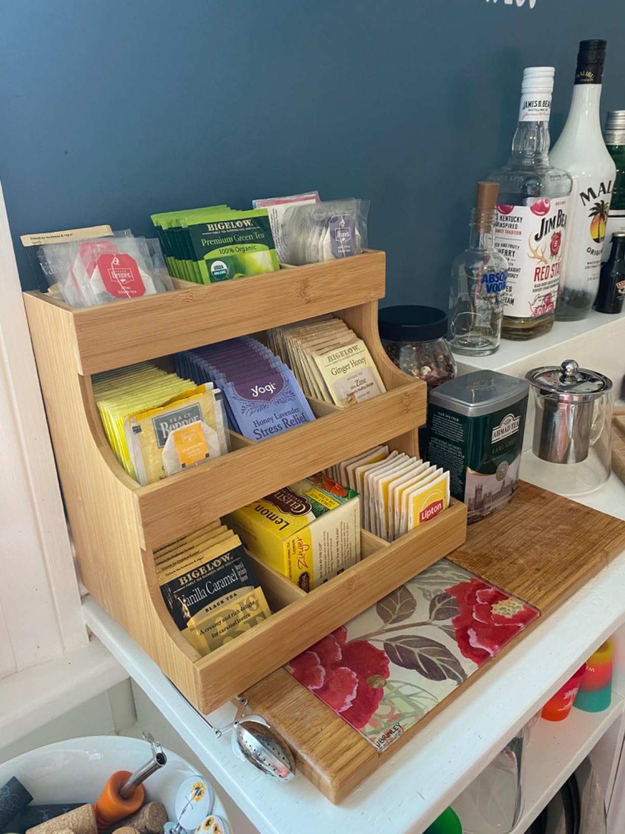 Theodore Tea Bag Organizer - Wooden Tea Organizer and Storage for Home, Kitchen, Office - 180 Tea Bag Holder - Vertical Display Tea Box customer photo 1