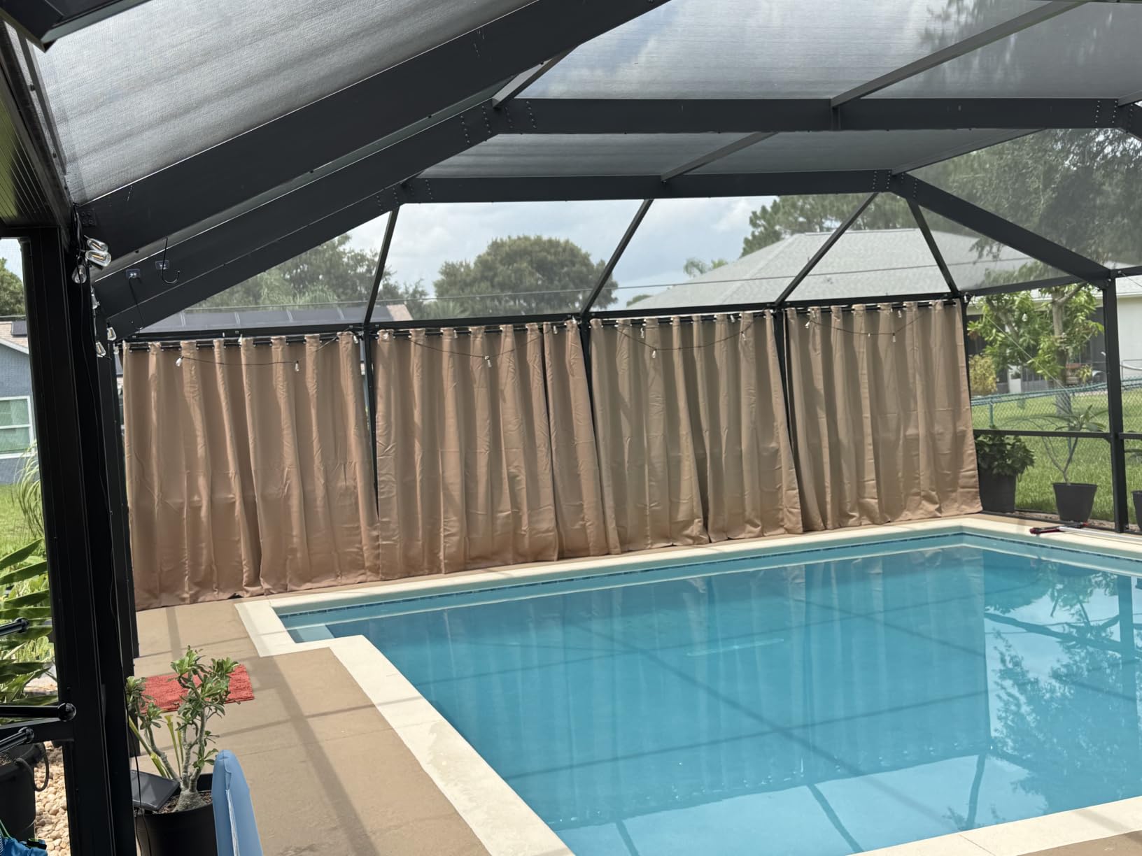 Waterproof Outdoor Curtain W52 x L84 - Grommet Top Sunlight Blocking Window Treatment Drapes Blackout Curtains for Home Bedroom Living Room Patio Porch Pergola Cabana Gazebo (Beige, 2 Panels) customer photo 2
