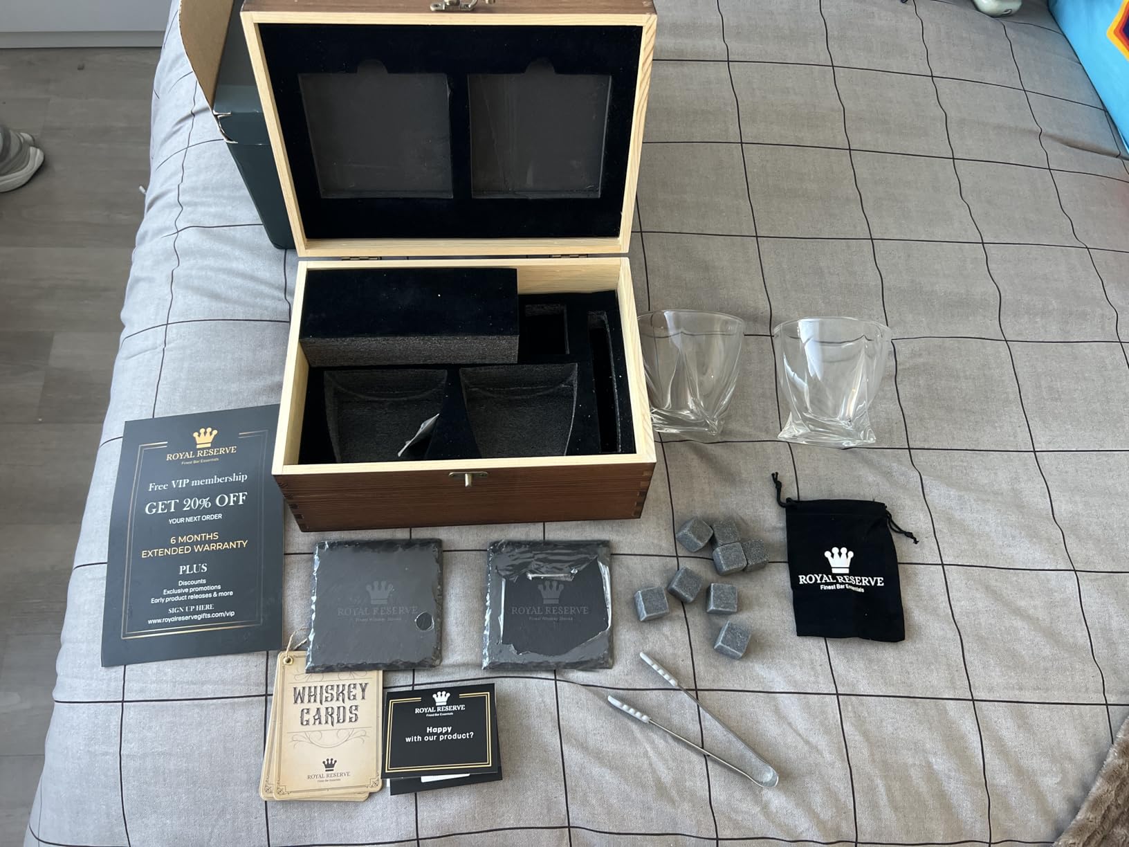 Bullet Whiskey Stones Gift Set for Men, Steel Rocks & Bourbon Glasses | Reusable Ice-Alternative Chillers with Coasters & Wooden Crate - Birthday Present for Dad, Husband & Hunter customer photo 1