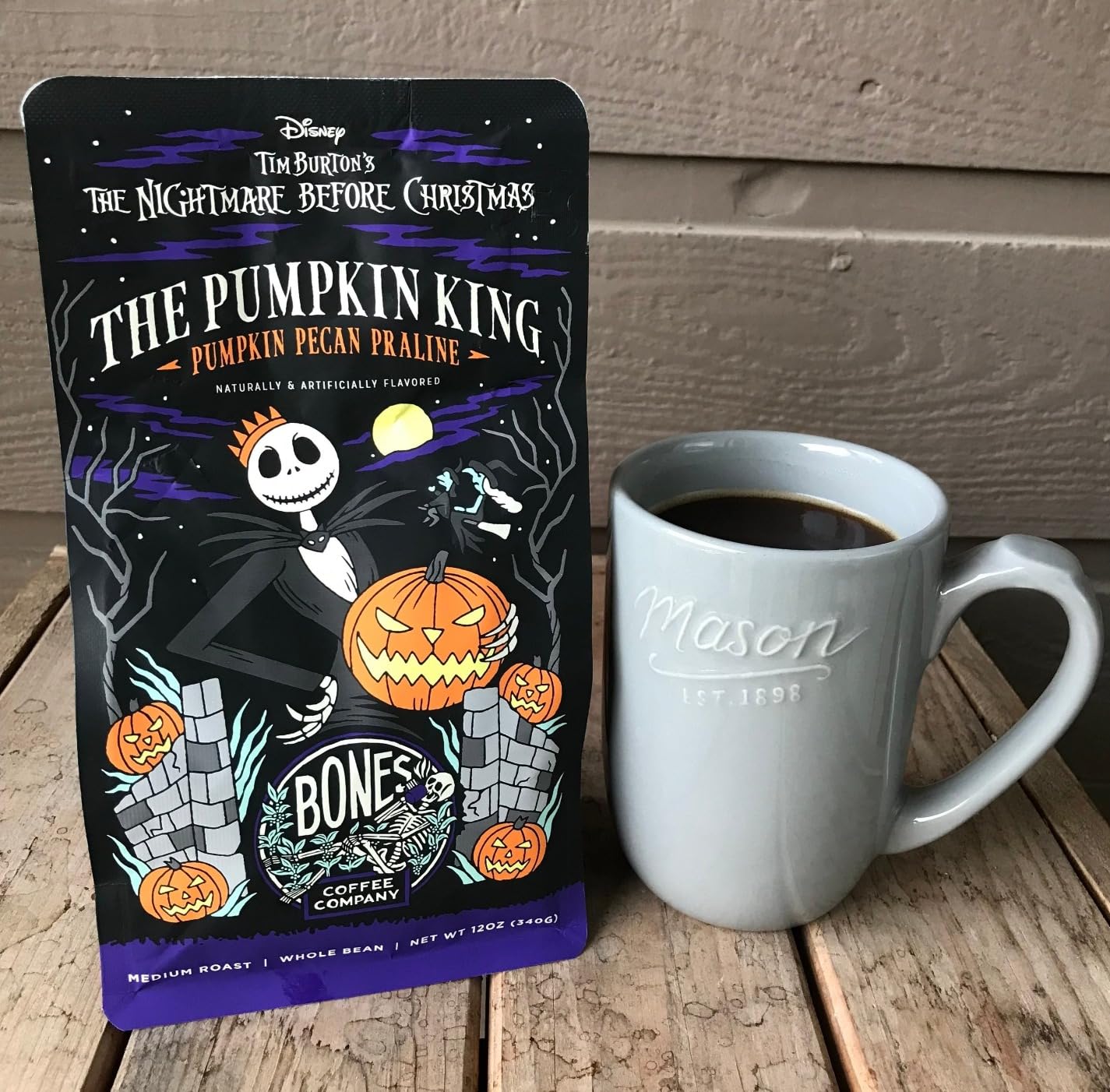Bones Coffee Company Salty Siren, Sea Salted Caramel Chocolate Flavored Coffee, Medium Roast Low Acid Arabica Beans Compatible with Auto drip and French Press Coffee Maker, 12 Oz Whole Bean customer photo 2
