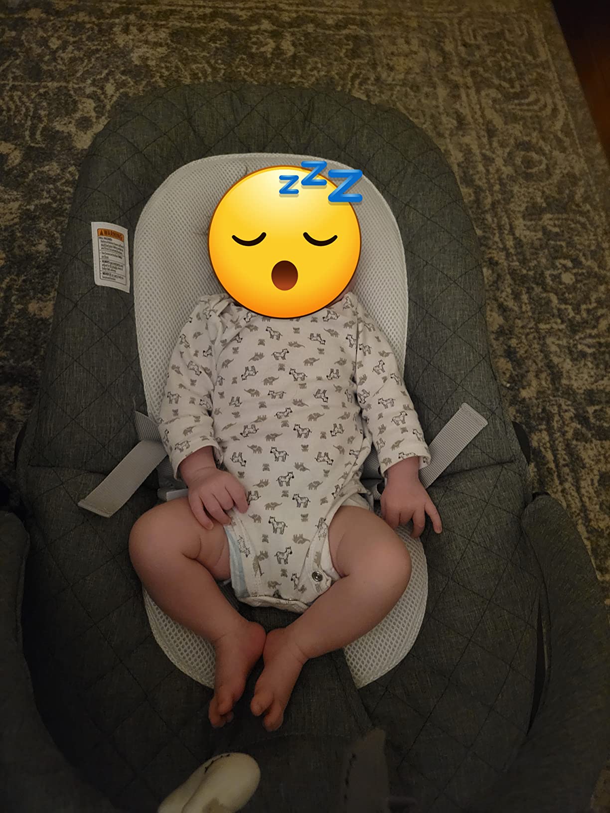 Baby Delight Aura Deluxe Portable Rocker & Seat, Quilted Charcoal Tweed | For Infants, 100% GOTS Certified Organic Cotton, 2 Position Recline, Soothing Vibration & Sounds, Removable Toy Bar customer photo 2