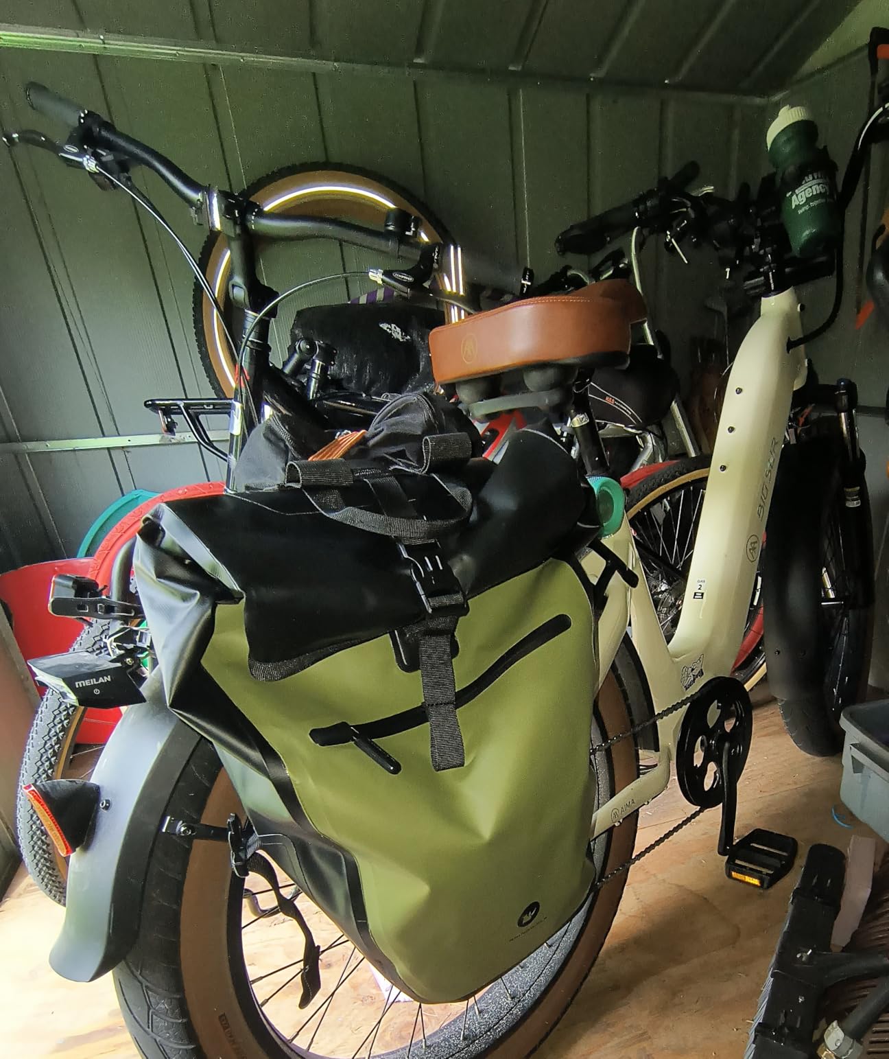 HUNTVP 27L Bike Pannier Bag Backpack Multifunctional Bicycle Bag Cycling Bicycle Rear Seat Trunk Pack Bag Bike Saddle Bag Backseat Pack Bag(Army Green) customer photo 1