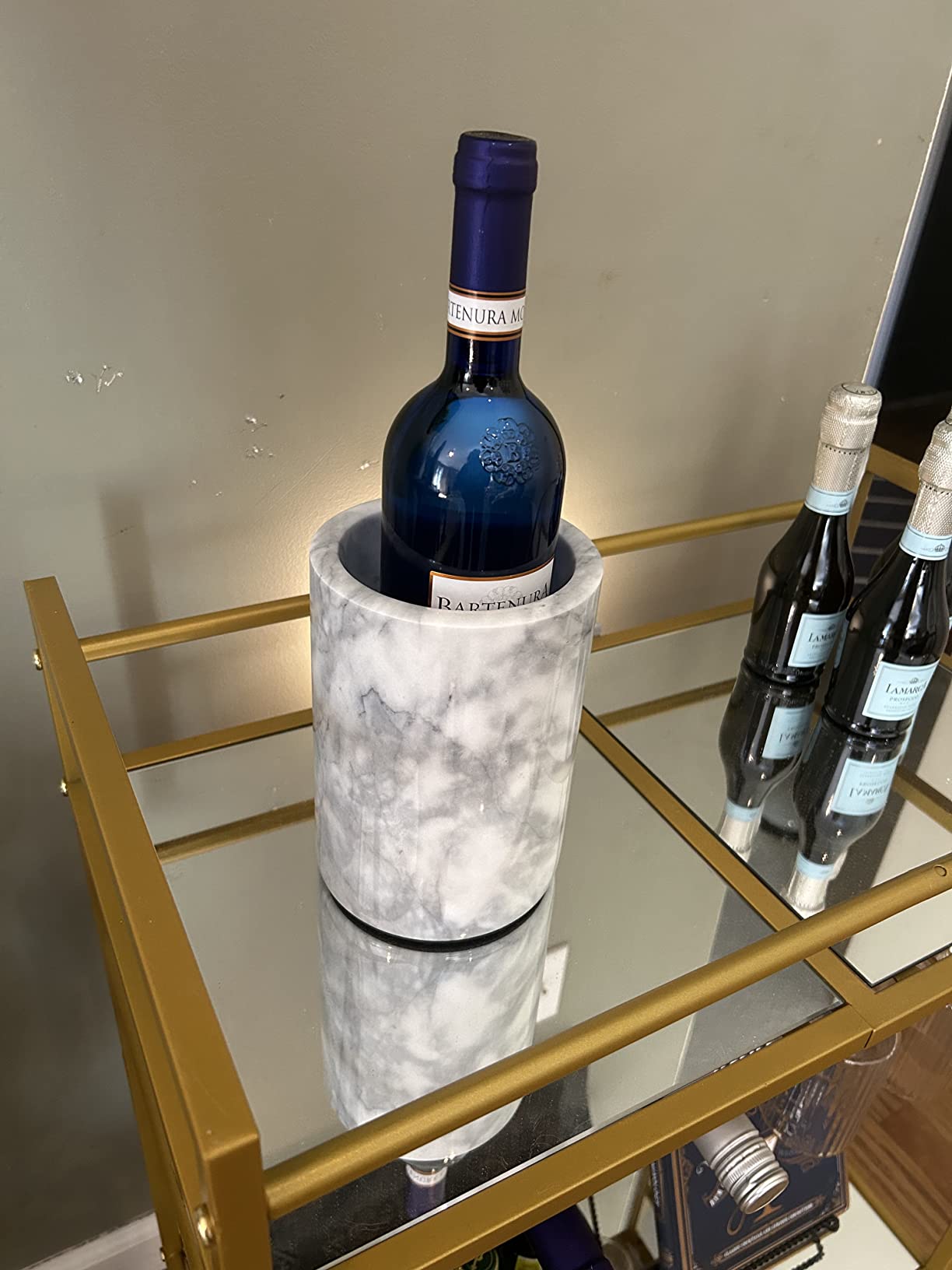 Homeries Marble Wine Chiller Bucket - Wine & Champagne Cooler for Parties, Dinner - Keep Wine & Beverages Cold, Wine Chillers for Bottles - Holds Any 750ml Bottle (Gray) customer photo 1