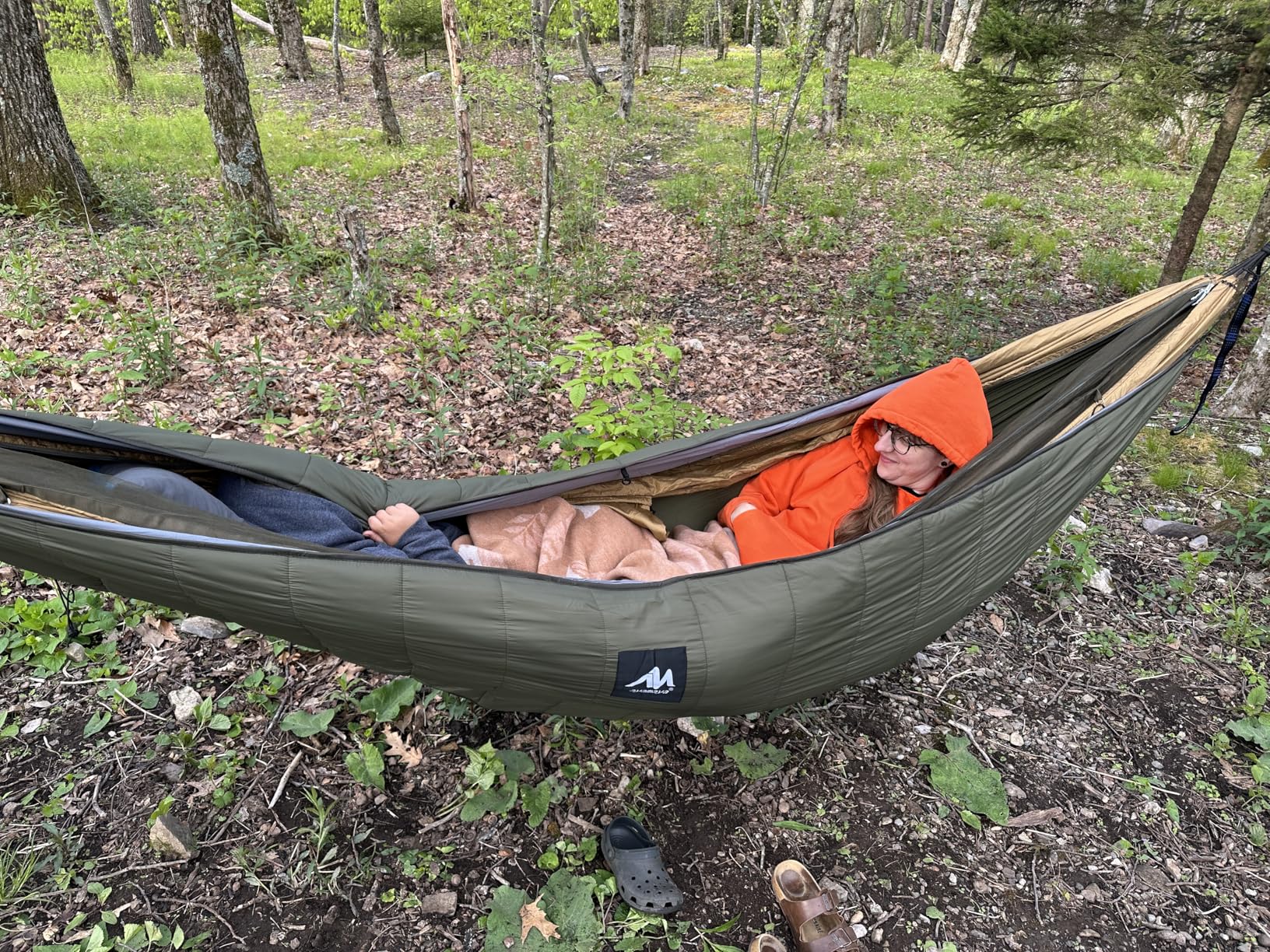 Sunyear Hammock Camping with Rain Fly Tarp and Net, Portable Camping Hammock Double Tree Hammock Outdoor Indoor Backpacking Travel & Survival, 2 Tree Straps, 100% Waterproof Black Bundle customer photo 1