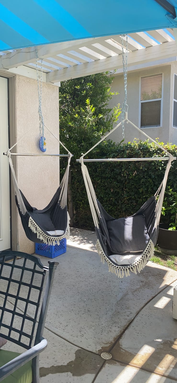 Chihee Hammock Chair Max 500 Lbs 2 Cushions Spreader Bar Strap Carabiner | Collapsible Metal Rod with Anti-Slip Grooves Portable Hanging Swing Side Pocket Macrame Bohemian Chair Indoor Outdoor Garden customer photo 2