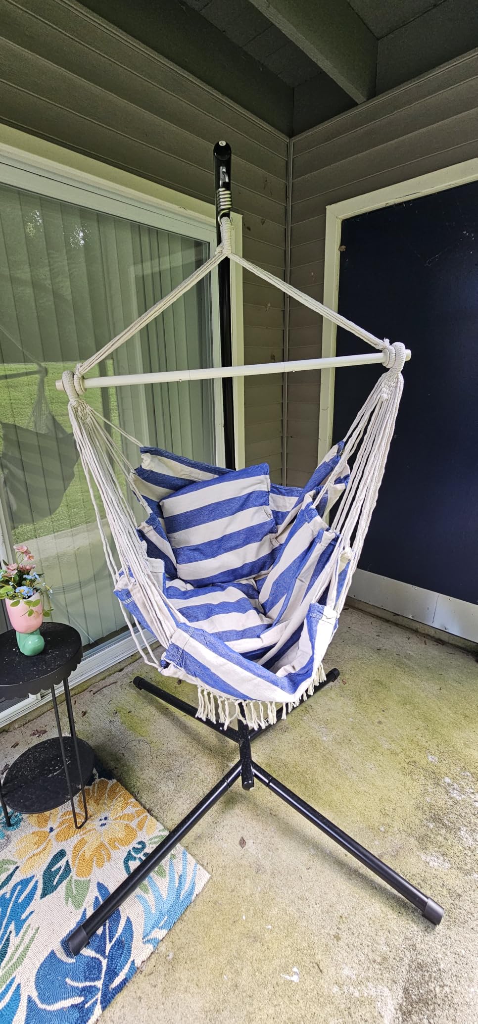 Chihee Hammock Chair Foot Rest 2 Cushions Max 500lbs Metal Spreader Bar | Robust Hanging Chair Soft Cotton Blended Swing Collapsible Easy Storage Strong Strap Iron Carabiner Pocket Indoor Outdoor customer photo 1