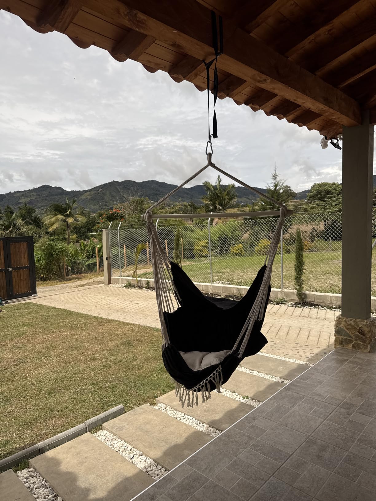 Chihee Hammock Chair Foot Rest 2 Cushions Max 500lbs Metal Spreader Bar | Robust Hanging Chair Soft Cotton Blended Swing Collapsible Easy Storage Strong Strap Iron Carabiner Pocket Indoor Outdoor customer photo 2