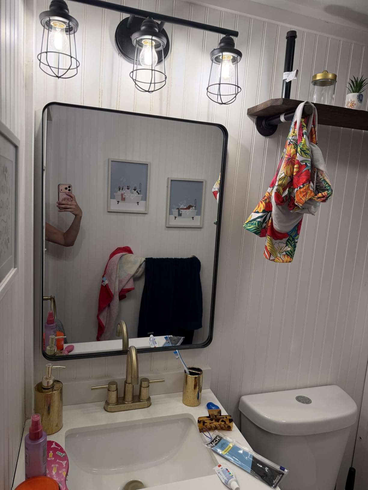 LOAAO 24X36 Inch Black Bathroom Mirror Metal Framed, Rounded Rectangle, Matte Black Bathroom Vanity Mirror, Anti-Rust, Hangs Horizontally or Vertically customer photo 1