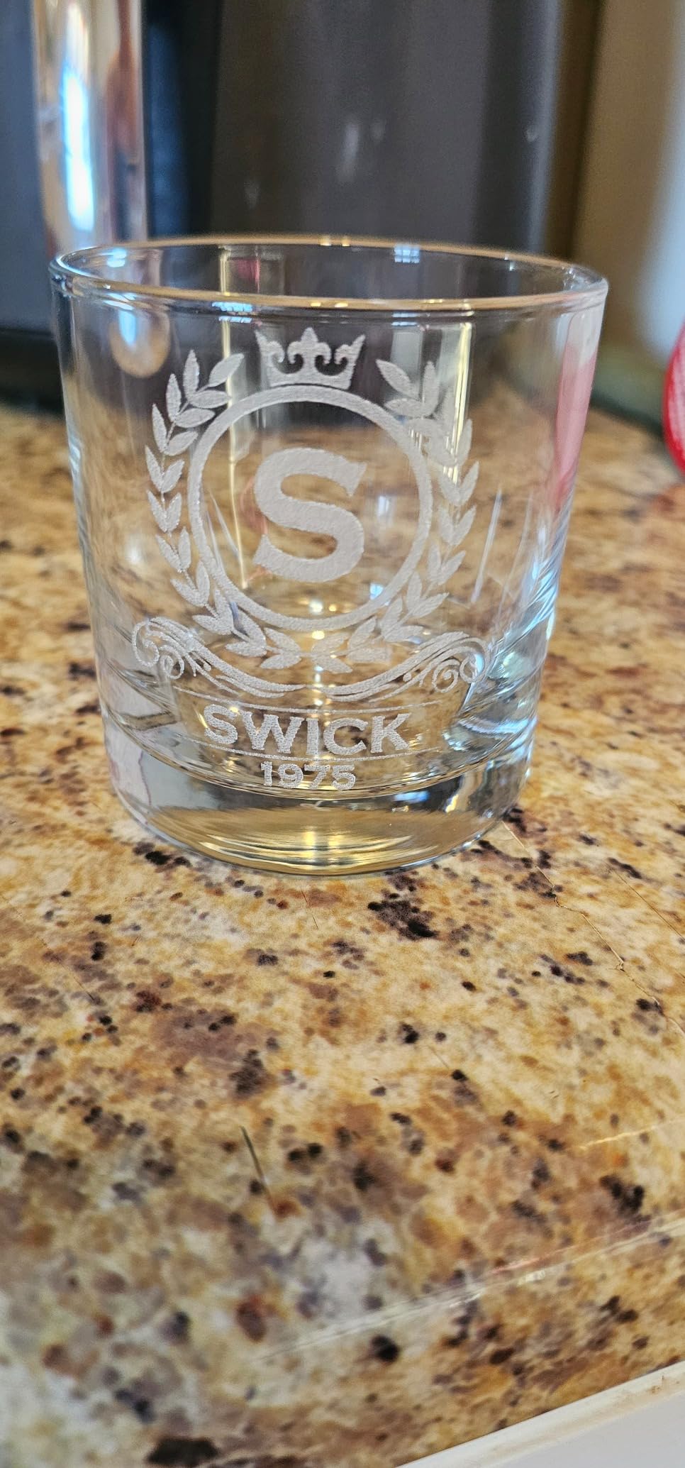 Personalized Whiskey Glass, Engraved Monogram Rocks Cocktail Glass, 10.25 oz Custom Bourbon Gift For Men customer photo 1