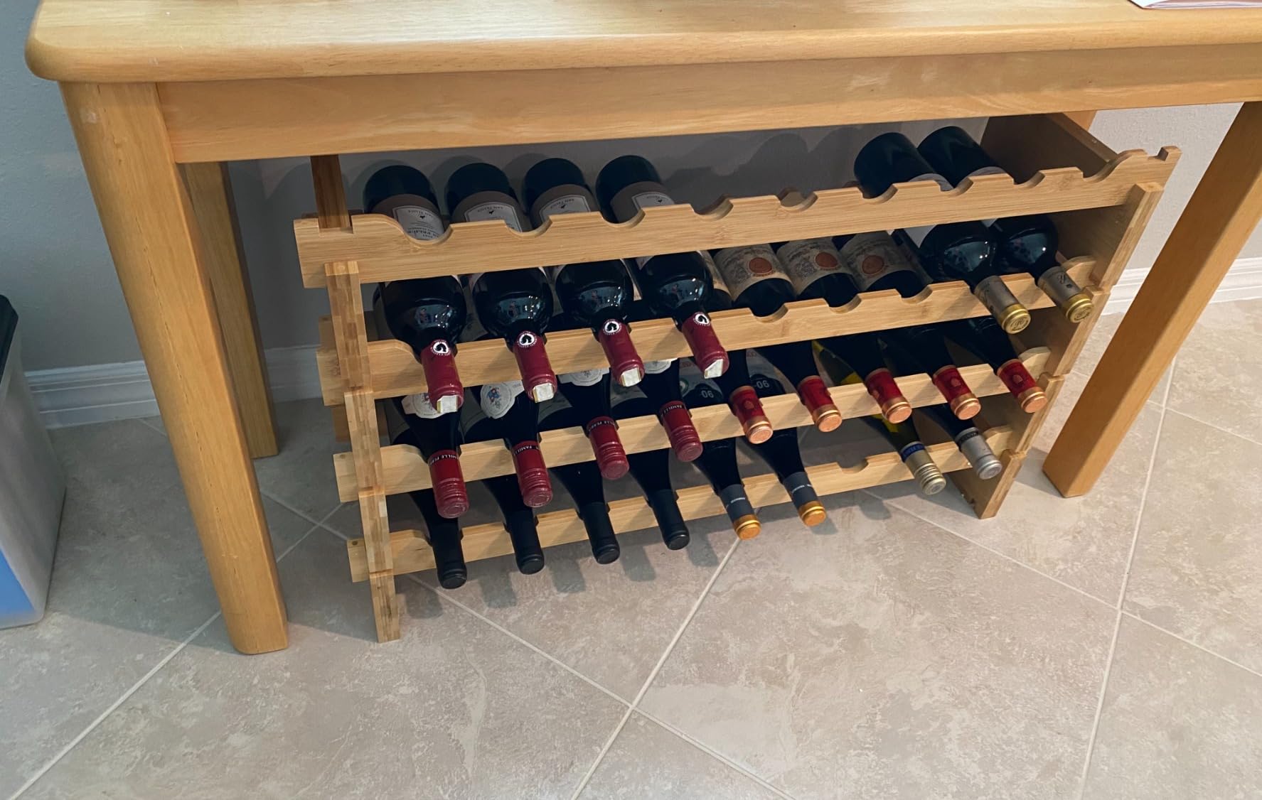 NutriChef 36 Bottle Wine Rack Stackable Bamboo Freestanding, 4-Tier Modular Shelf, Sturdy Wobble Free, Upgraded 2026 Design, Easy No-Tool Assembly for Kitchen, Cellar or Bar Storage customer photo 2