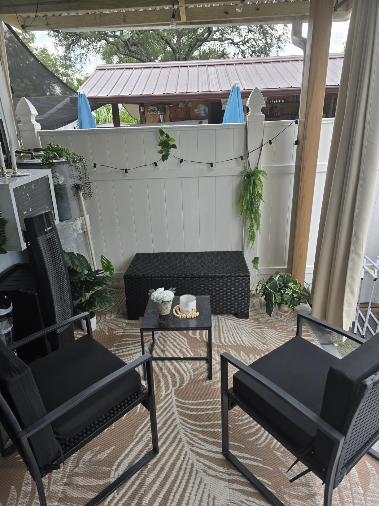 Rattaner Outdoor Storage Table Wicker Patio Coffee Table All-Weather Wicker Side Table with Waterproof Cover, Brown customer photo 2