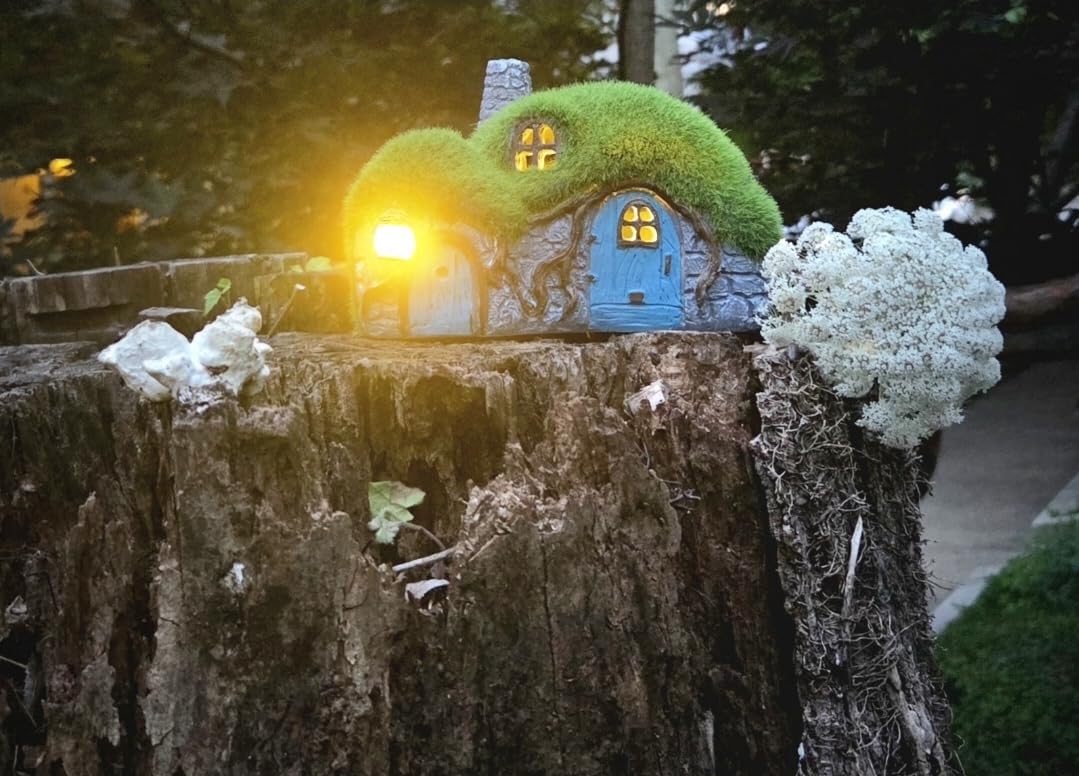 Solar Garden Cottage House Statue with LED Lights | Outdoor Lawn Ornament for Patio Balcony Yard Decor, Gifts for Mom Grandma customer photo 2