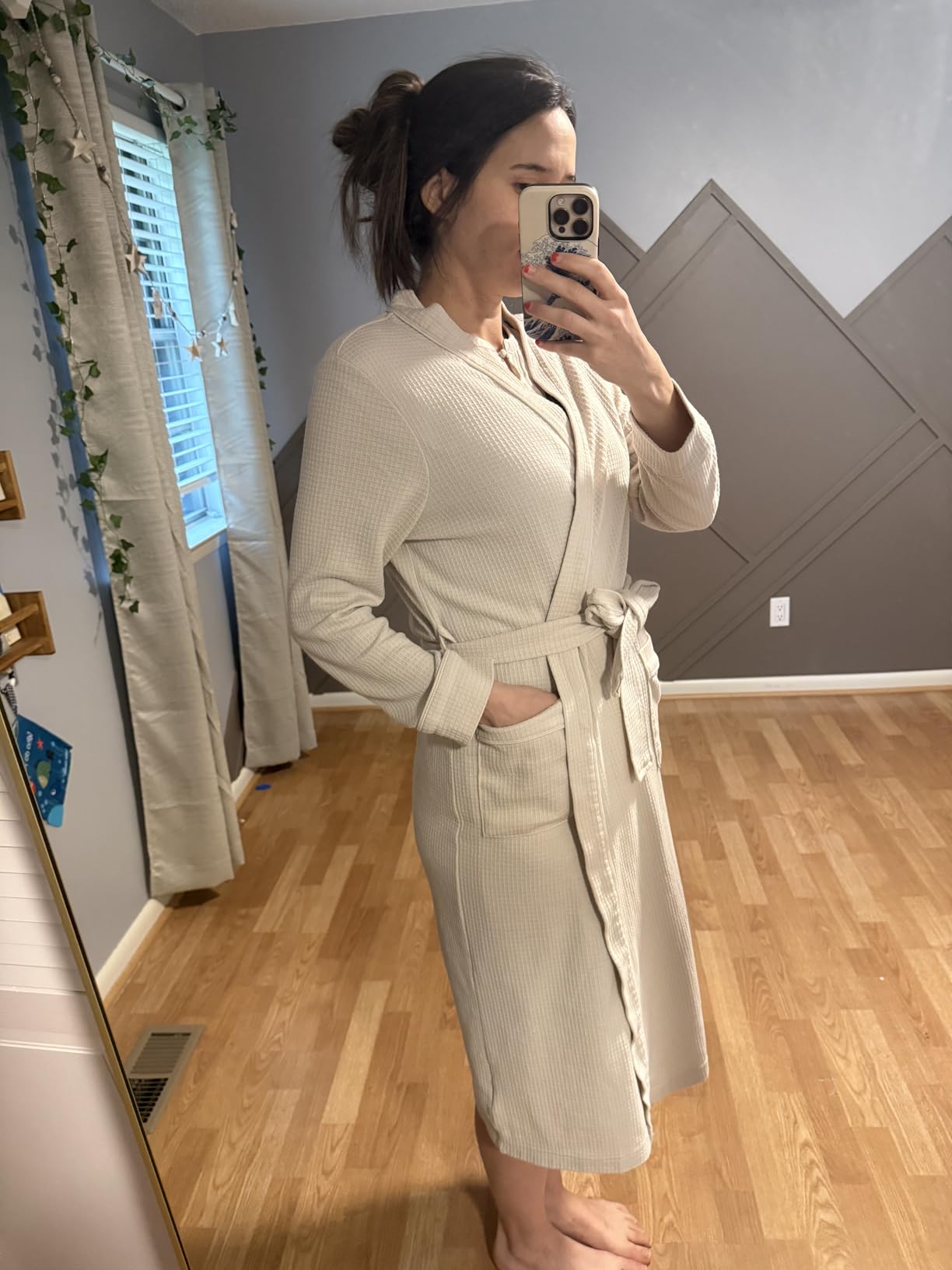 Women's Lightweight Waffle Full-Length Bath Robe (Available in Plus Size) customer photo 2