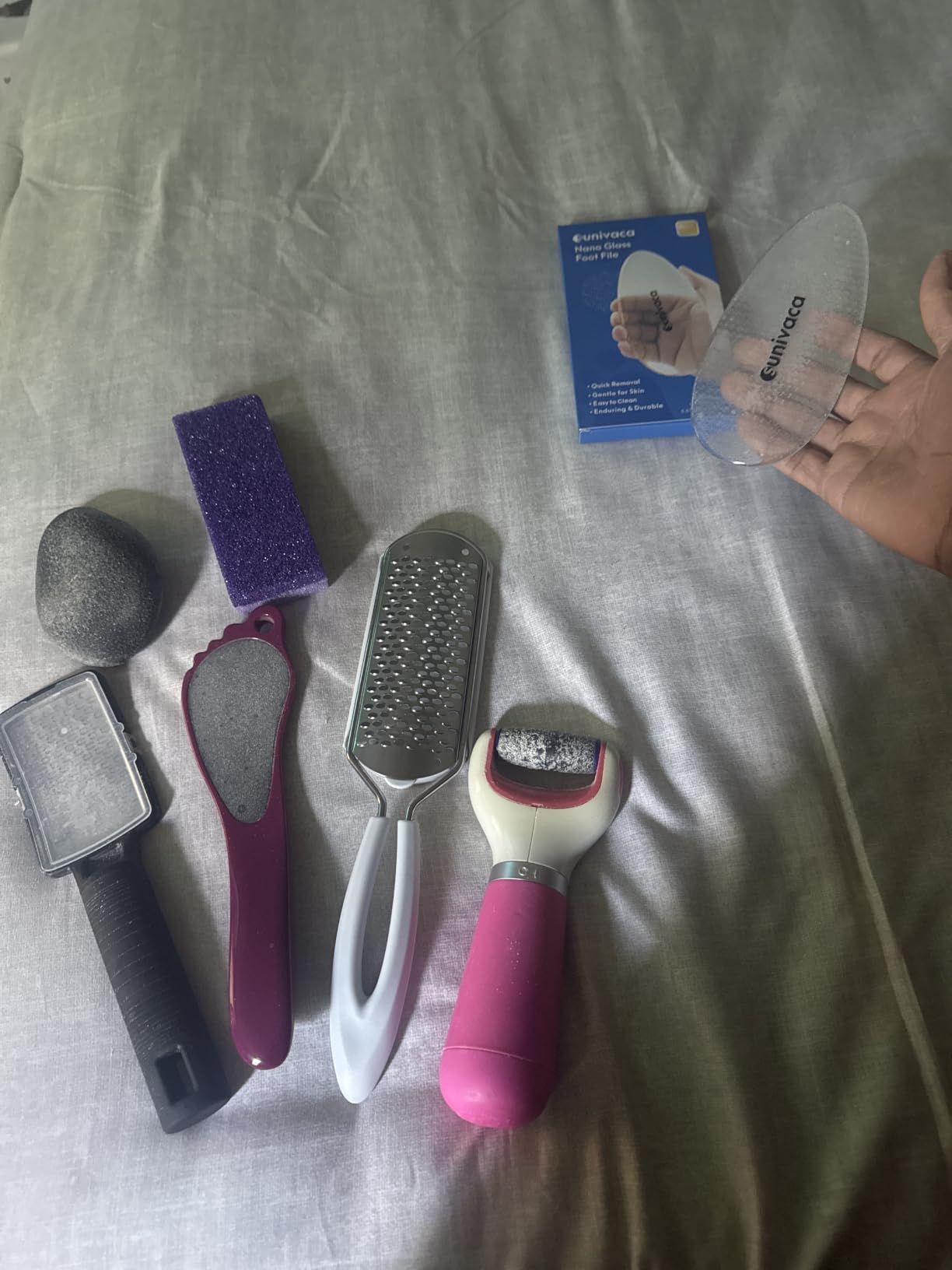 Glass Foot File Callus Remover for Feet, Heel Scraper, Pumice Stone, Diabetic Feet Scrubber Dead Skin Remover for Feet Professional Pedicure Tools customer photo 1