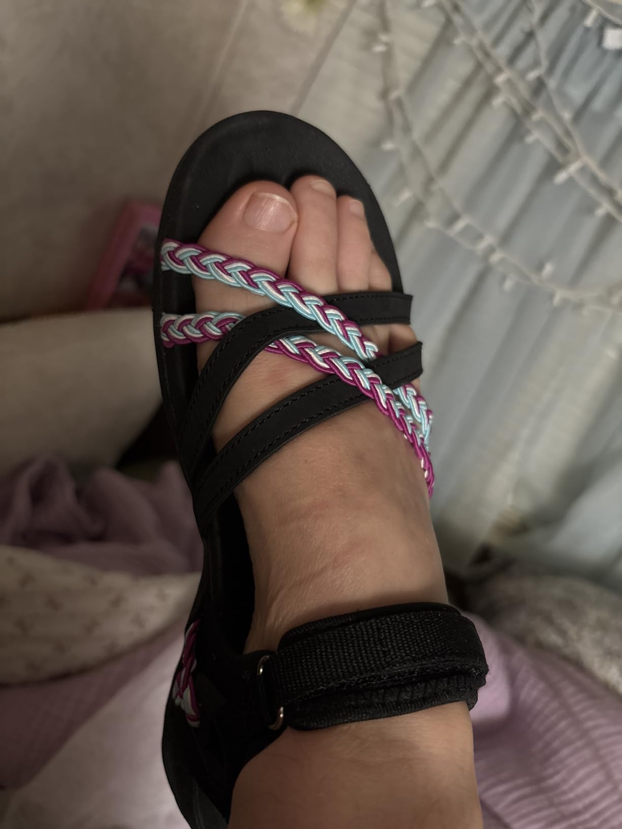 MEGNYA Hiking Sandals for Women, Arch Support Comfortable Walking Sandals Hook Loop Strap customer photo 2