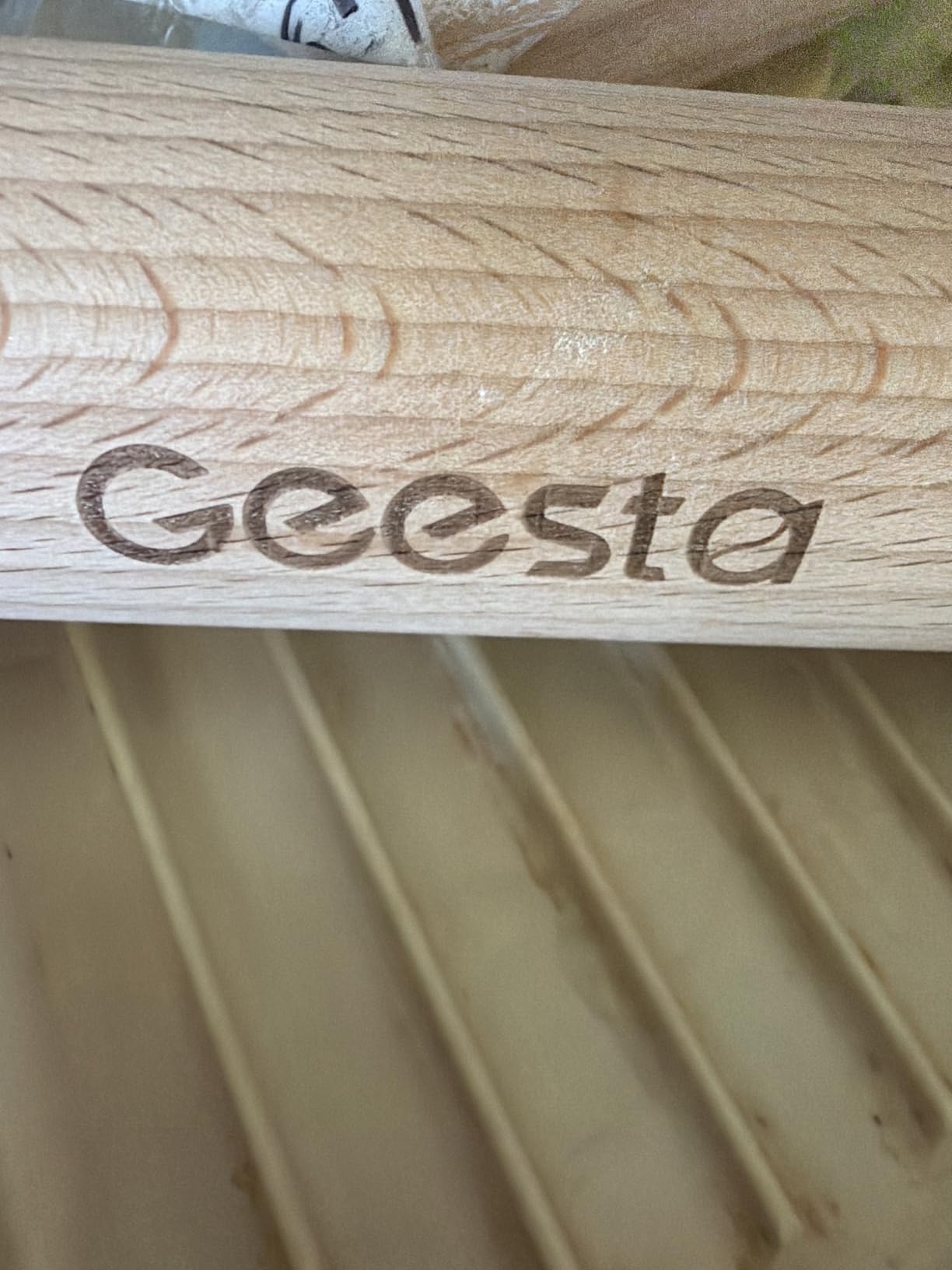 Geesta Adjustable Wood Rolling Pin with 5 Thickness Rings, Precise Dough Roller Handle Press Design with Measurement Guide for Fondant, Pizza, Pie Crust, Cookie, Pastry Baking Decorating Accessories customer photo 1
