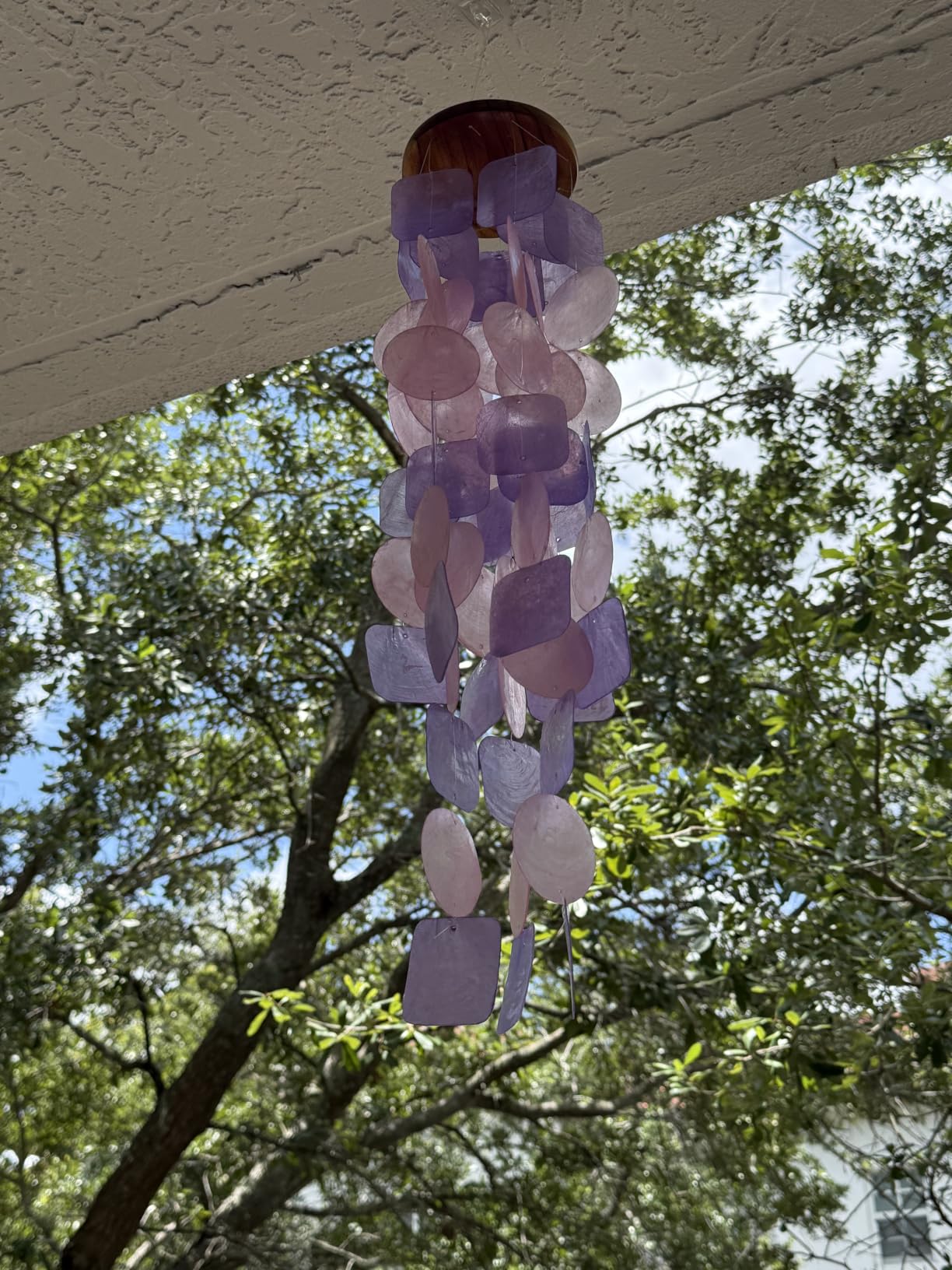Colorful Wind Chimes, Handcrafted Capiz Shells Wind Chimes for Outside customer photo 2