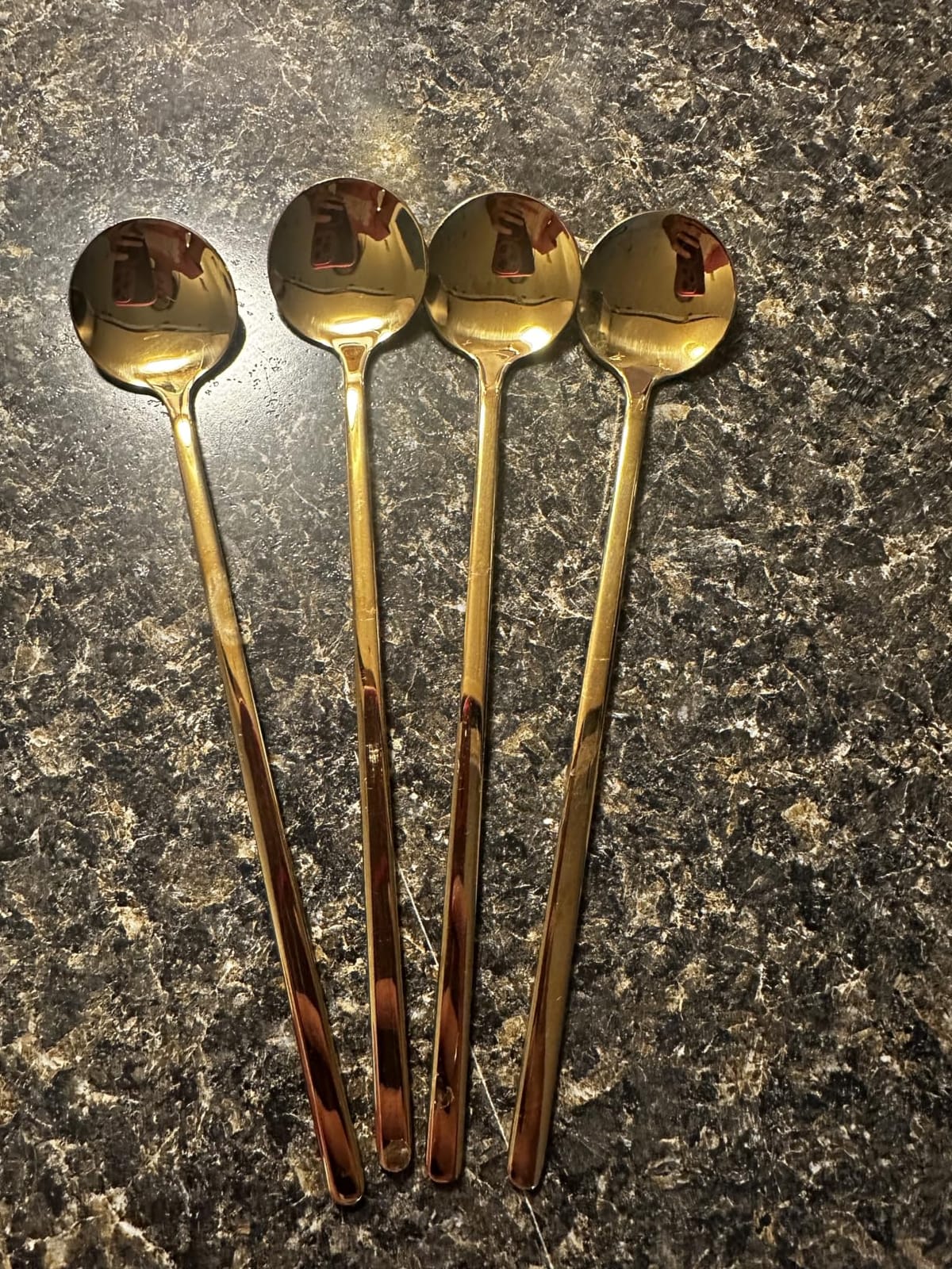4 PCS 6.7 Inches Coffee Spoons, Stirring Spoons, Tea Spoons Long Handle, Teaspoons, Gold Spoons, Ice Tea Spoons, Long Spoons for Stirring, Espresso Spoons Stainless Steel customer photo 1