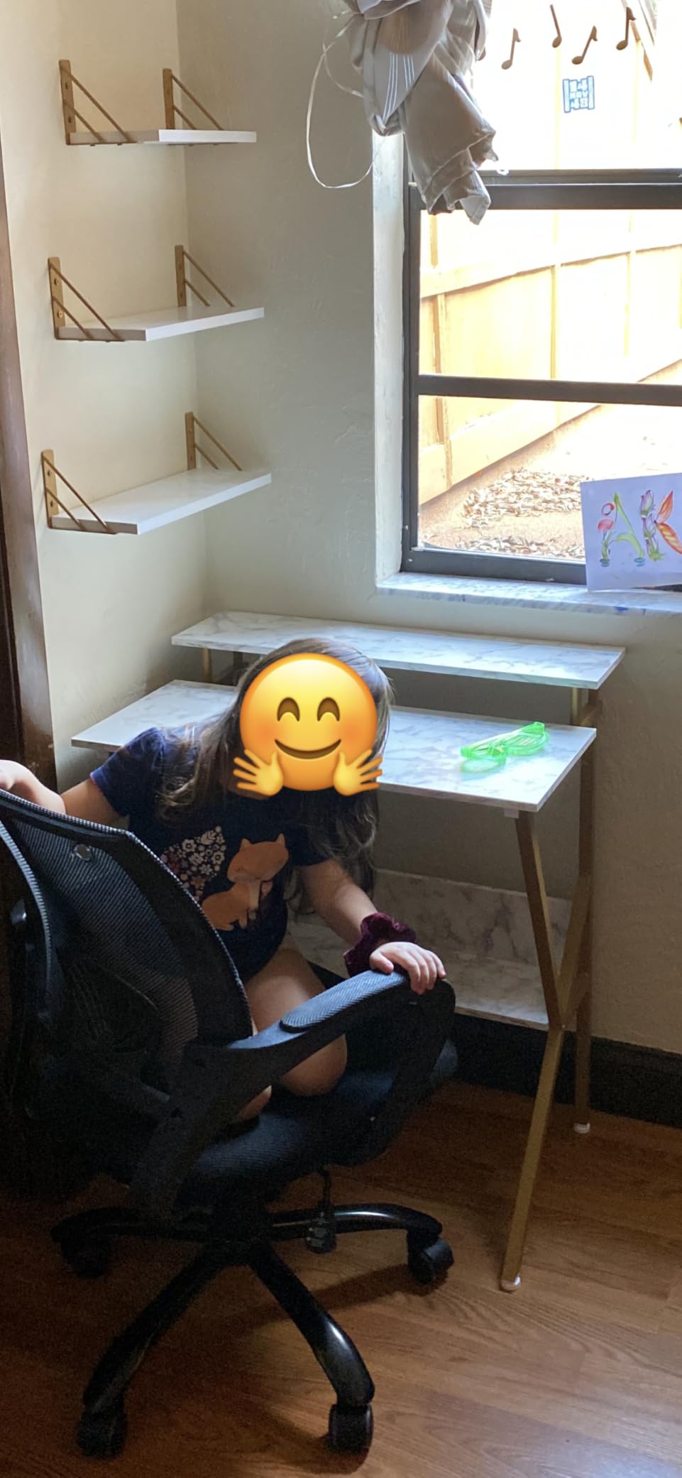 ODK 27.5 Inch Small Desk with Storage & Monitor Stand, Pink | Small Computer Desk for Small Spaces, Study Desk for Bedroom customer photo 2