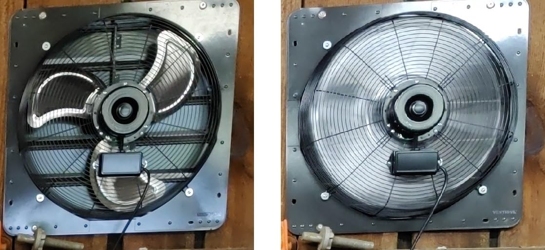 VENTISOL 20 Inch Shutter Exhaust Fan Wall Mounted, 3500CFM Exhaust Fan with Pre-Installed 1.65m Power Cord, Ventilation fan for Greenhouse, Garages, Attic, Shops, Chicken Coop, Black customer photo 1