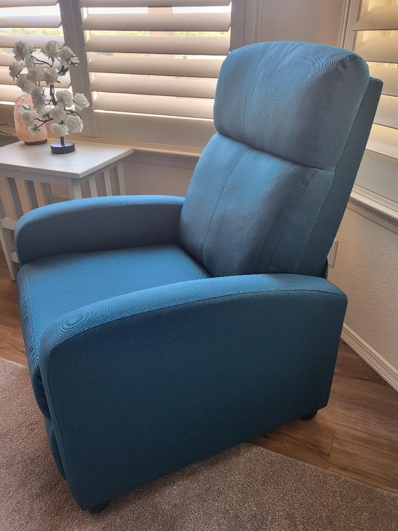 Yaheetech Recliner Chair with 3 Adjustable Angles Living Room Chairs Blue | Compact Fabric Reclining Sofa Chair with Lumbar Support, Footrest, Pocket Springs for Bedroom Reading Room RV customer photo 2