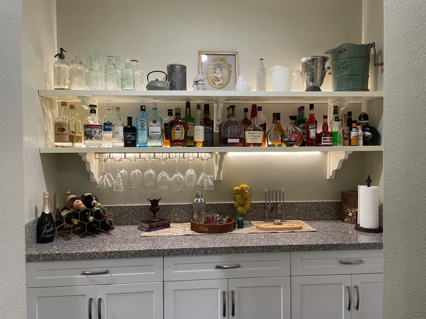 Xverycan 8 Row Wine Glass Rack Under Cabinet Large Capacity | Stemware Hanger for Wine Goblet, High Quality Metal with Matte Black Coating, for Bar Counter, Kitchen, Screws Included customer photo 1
