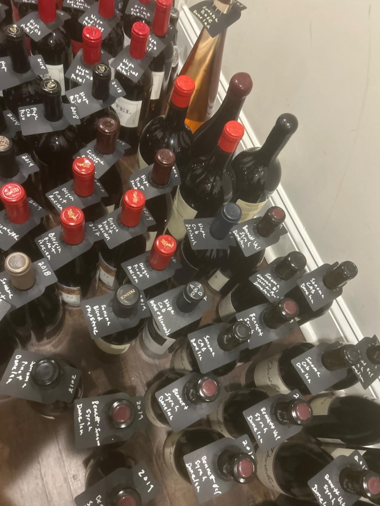 200 Pieces Wine Bottle Tags Paper Cellar Label Reusable Racks Marker Wine Bottle Neck Id Tags Double Sided Bottles Hanging Tag for Seller Bridal Shower Party (Black) customer photo 1