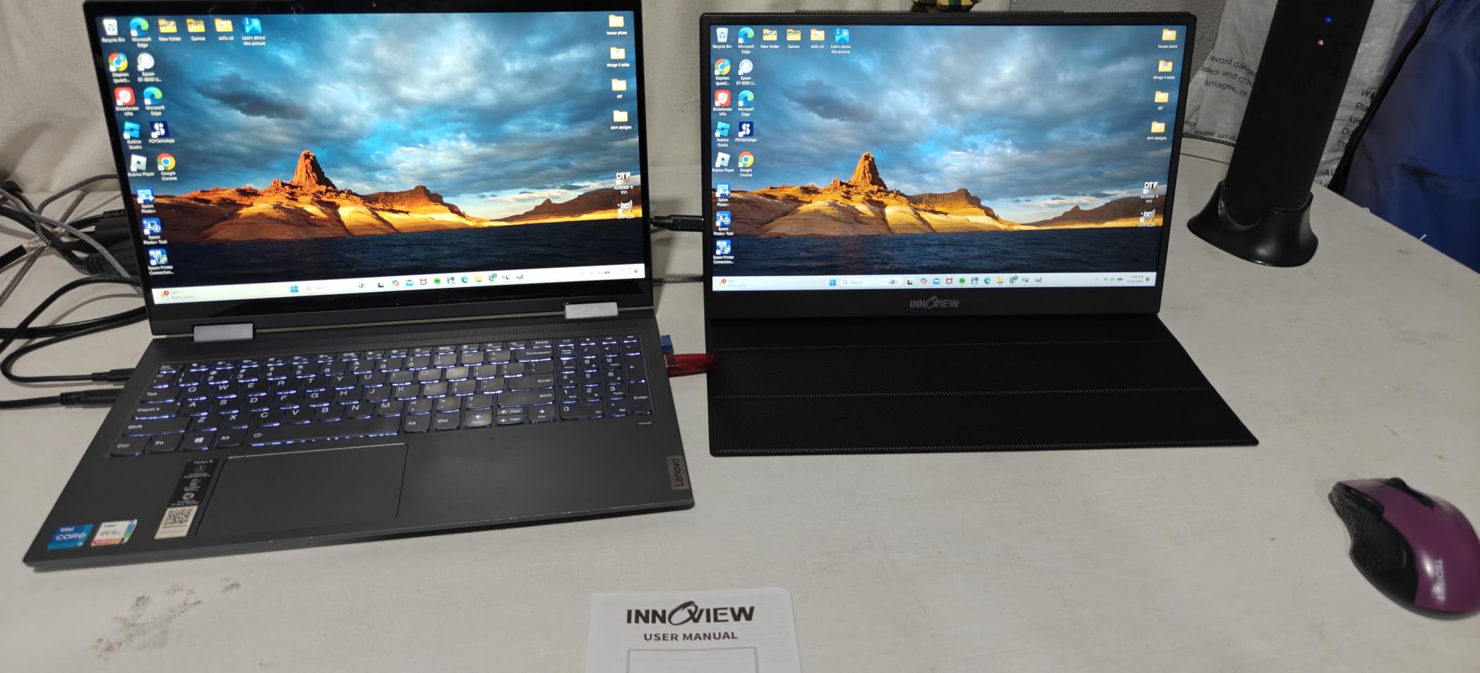 InnoView Portable Monitor, 15.6 Inch FHD 1080P HDMI USB C Second External Monitor customer photo 1