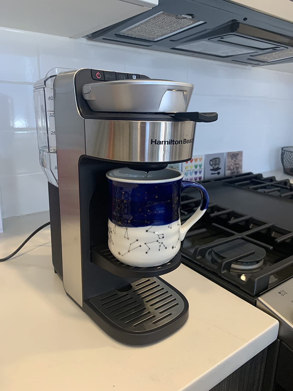 Hamilton Beach The Scoop Single Serve Coffee Maker & Fast Grounds Brewer for 8-14oz. Cups, Brews in Minutes, 40oz. Removable Reservoir, Stainless Steel (49987),Silver customer photo 2