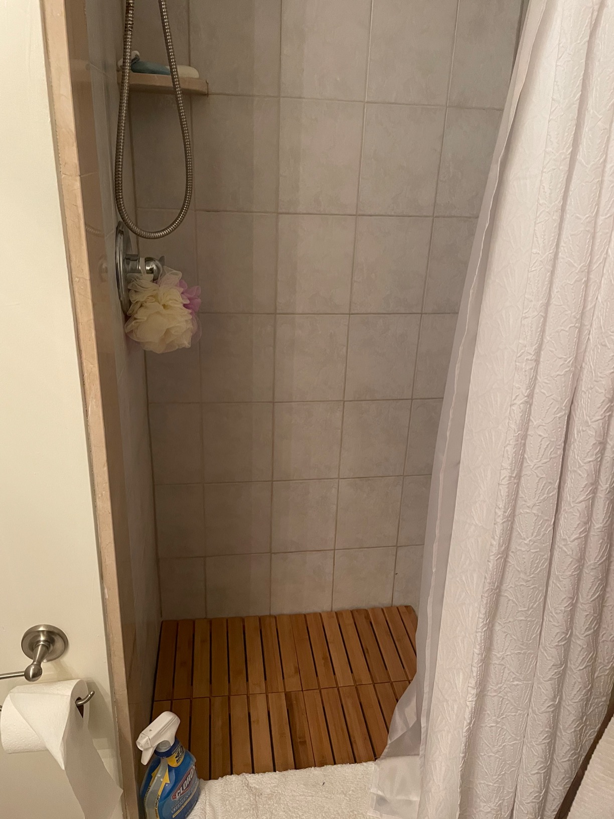 Waterproof Bamboo Bath Mat for Shower, Foldable | Non-Slip | Heavy Duty, Wooden Bath Mat, Floor Mat and Doormat for Indoor Outdoor, 23.4in x 15.6in customer photo 2