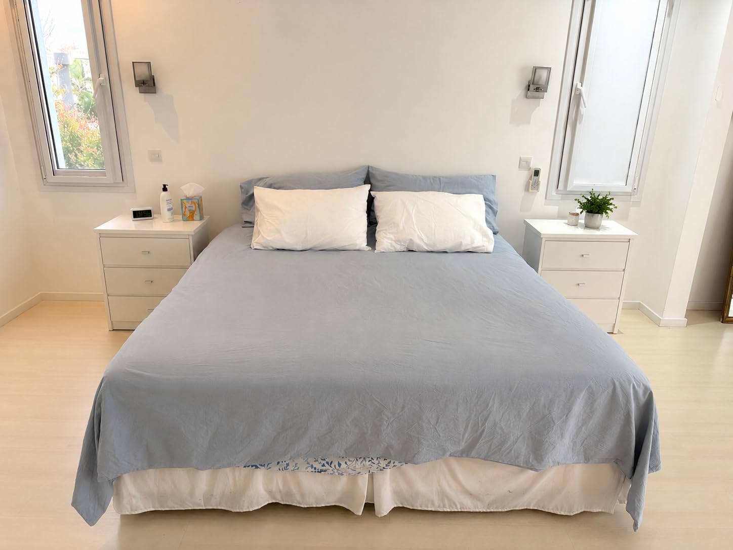 BESTOUCH Cotton Solid Duvet Cover Set Linen Feel Cornflower Blue Queen | 100% Washed Cotton, Soft Wrinkle Texture, Hidden Zipper, 8 Ties, Breathable Lightweight Durable Comfy, 3 Pcs No Insert customer photo 1