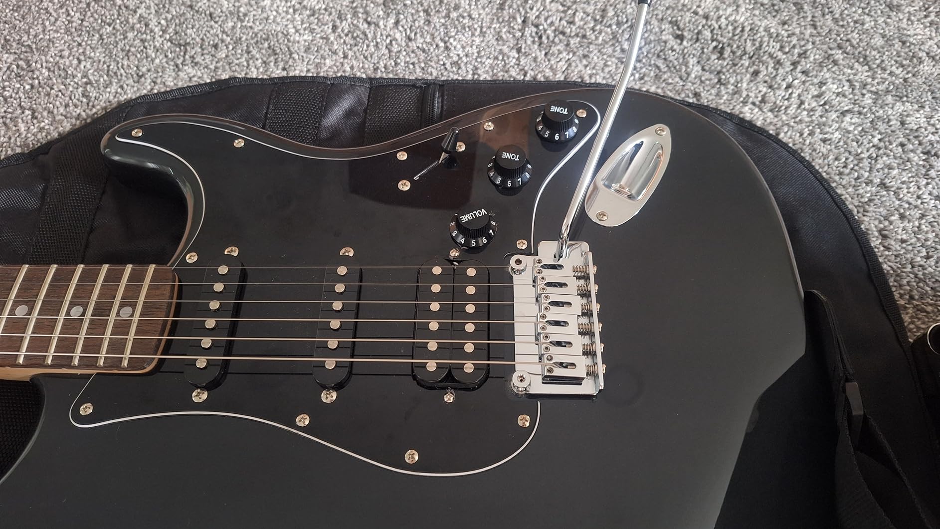 Squier Affinity Stratocaster Electric Guitar Pack, Charcoal Frost Metallic | Complete starter bundle with amp, beginner-ready setup, Laurel fingerboard, Fender-quality tone customer photo 1
