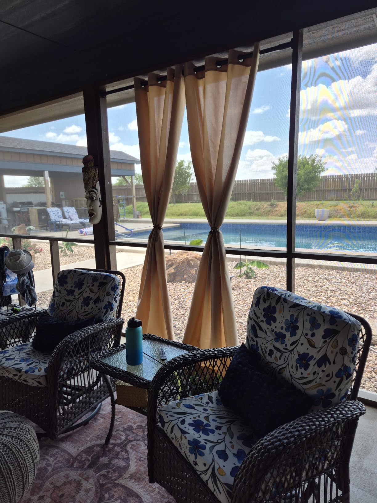 PureFit Outdoor Curtains for Patio Waterproof Weatherproof Outside Curtains | UV Resistant Porch, Pergola, Balcony, Gazebo Curtains Sun Filtering Privacy Blinds, 52W x 84L inch, 1 Panel, Beige customer photo 2