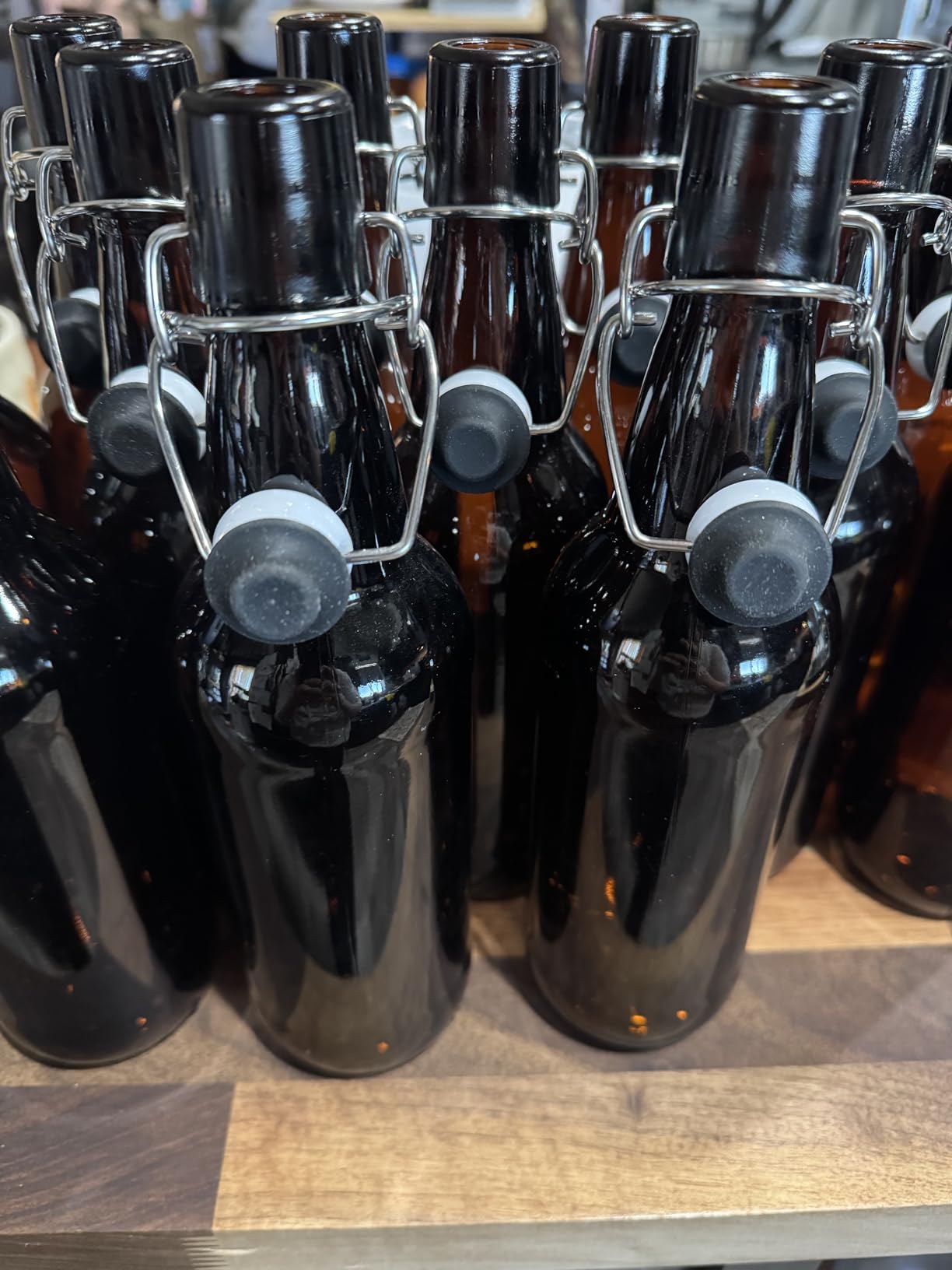 Nevlers Amber Flip Top Glass Bottle with Stopper |16oz Swing Top Bottle Set | 12 Pack Amber Swing Top Bottles with Stoppers | Durable Glass Beer Bottles | Use as Resealable Glass Bottle for Fermentation customer photo 2