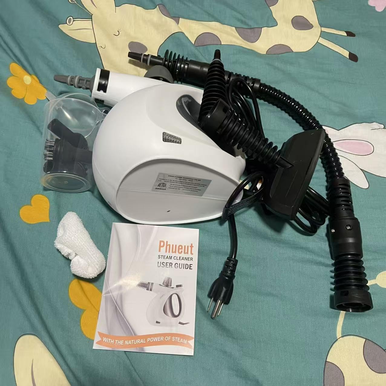 Phueut Pressurized Handheld Multi-Surface Natural Steam Cleaner with 12 pcs Accessories, Multi-Purpose Steamer for Home Use, Steamer for Cleaning Floor, Upholstery, Grout and Car (Grey) customer photo 2