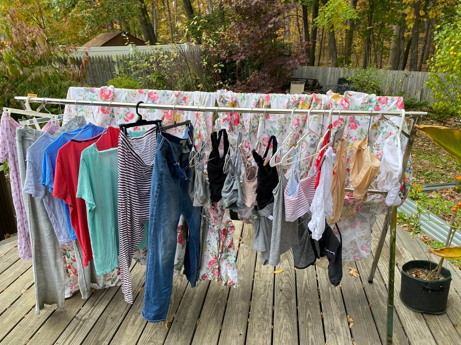 JAUREE 79 Inches Clothes Drying Rack, Drying Rack Clothing Folding Indoor Outdoor, Heavy Duty Stainless Steel Laundry Rack, Foldable Portable Large Clothes Rack Garment Rack with 20 Windproof Hooks customer photo 2